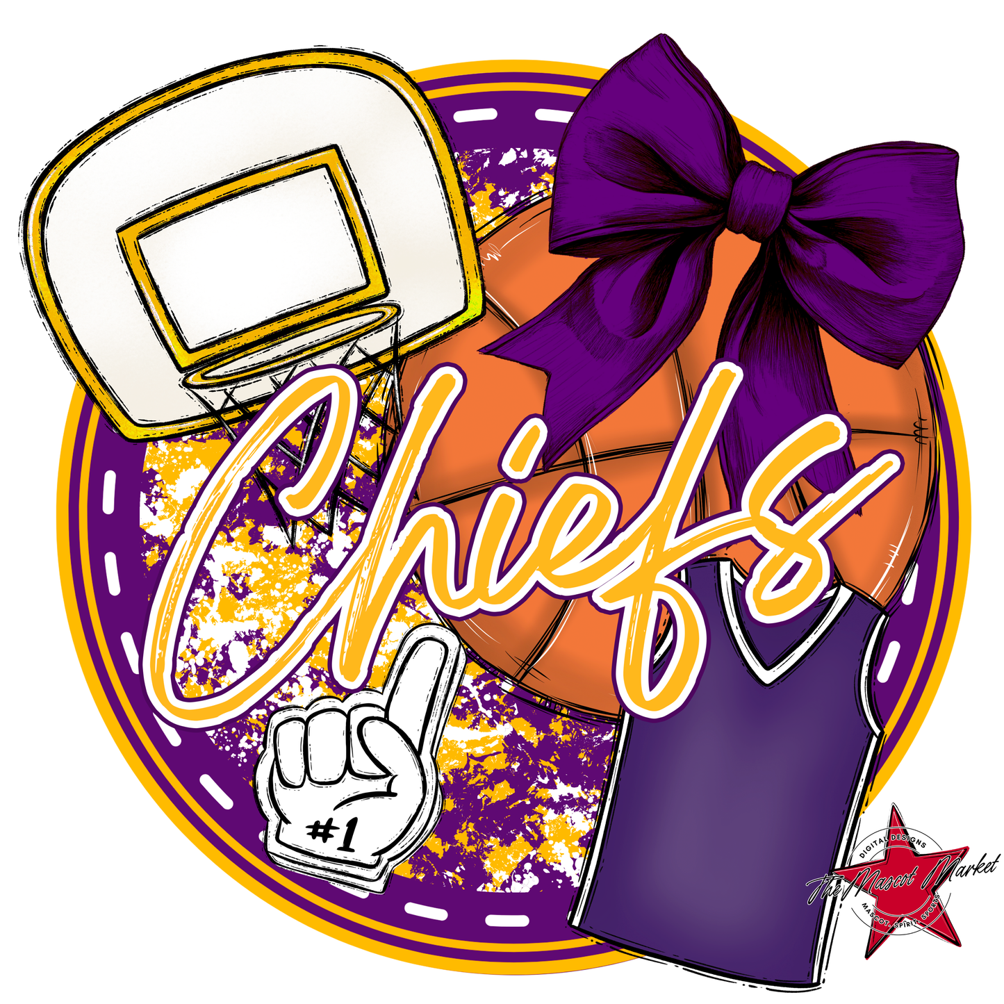 Chiefs Circle Basketball Design-Purple-Yellow