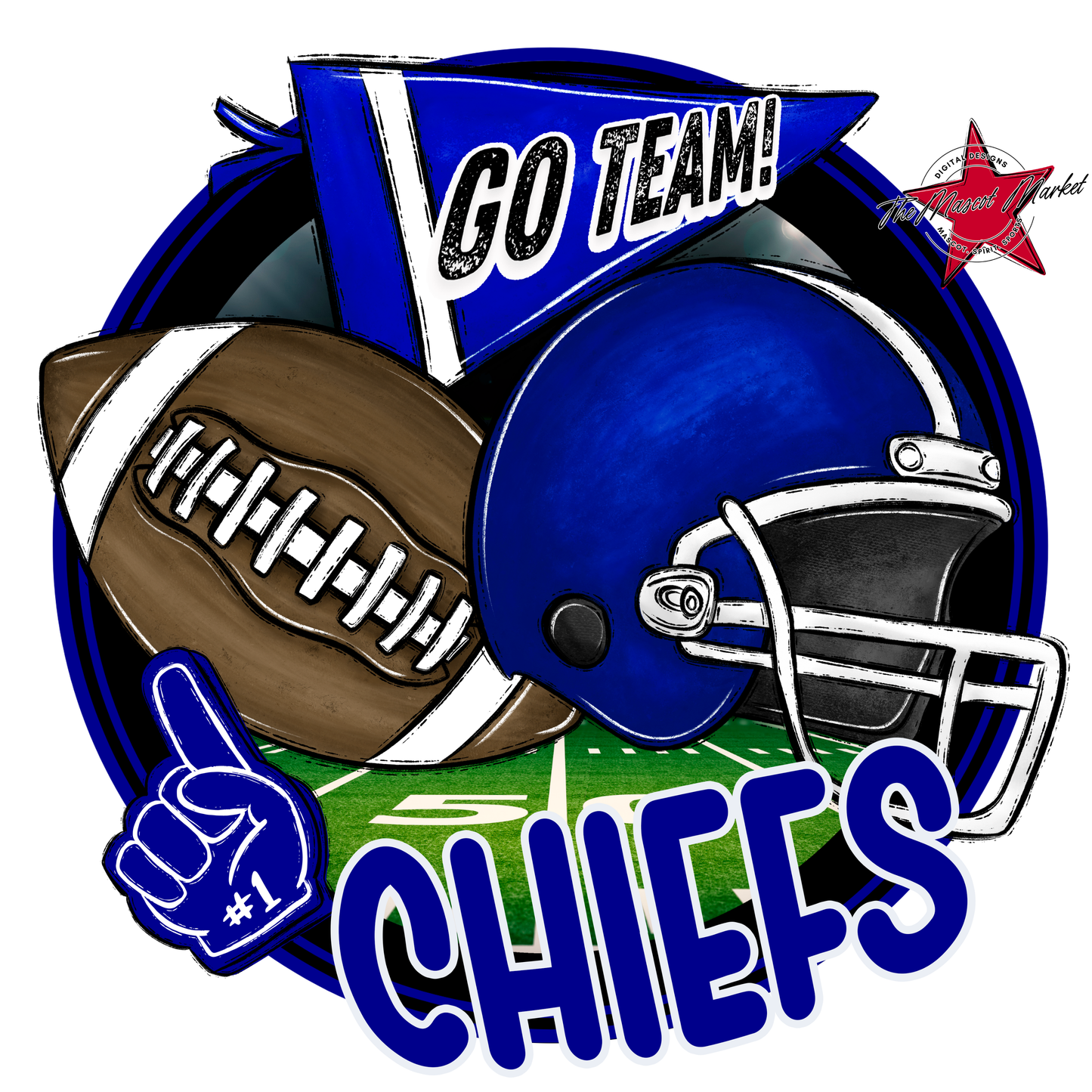 Chiefs Circle Football Design-Blue