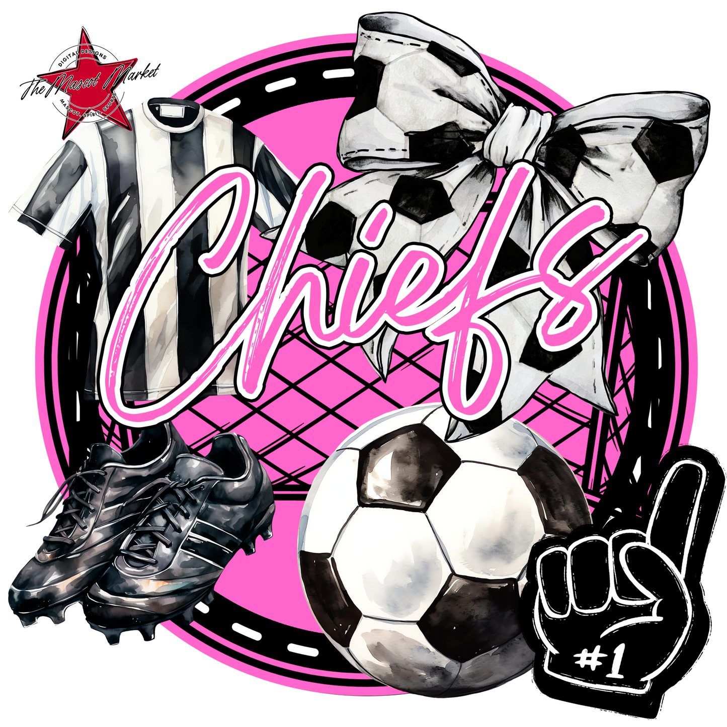 Chiefs Circle Soccer Design-Baby Pink