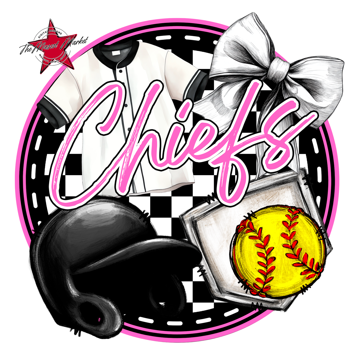 Chiefs Circle Softball Design-Baby Pink