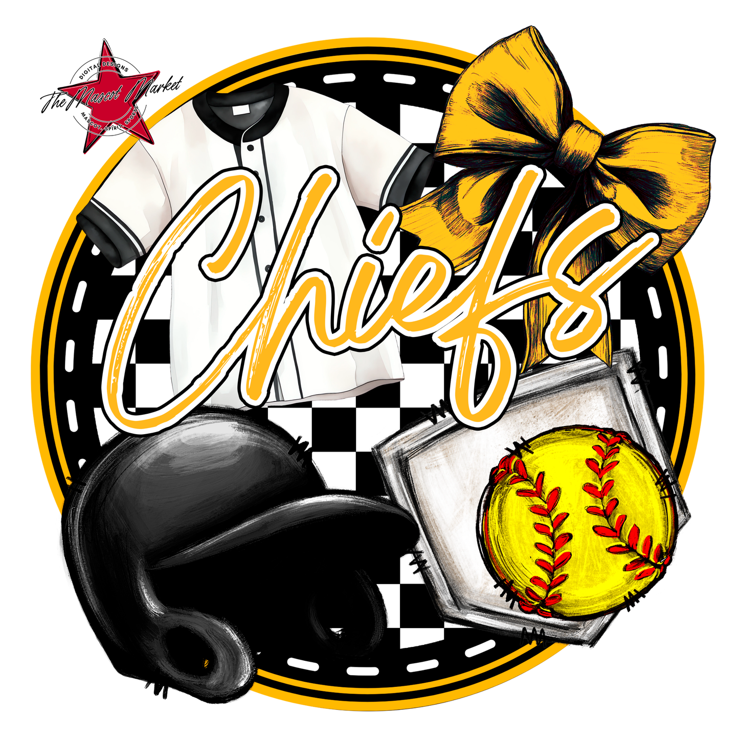 Chiefs Circle Softball Design-Yellow