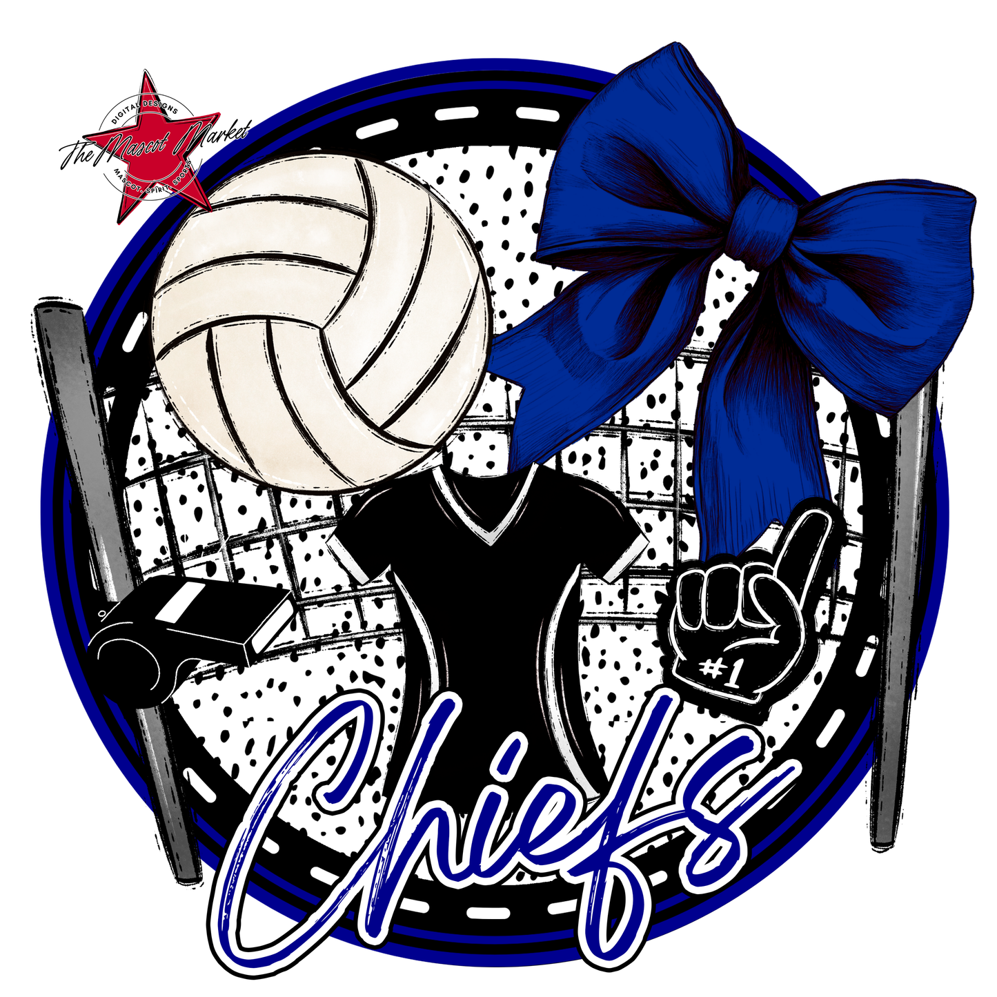 Chiefs Circle Volleyball Design-Blue