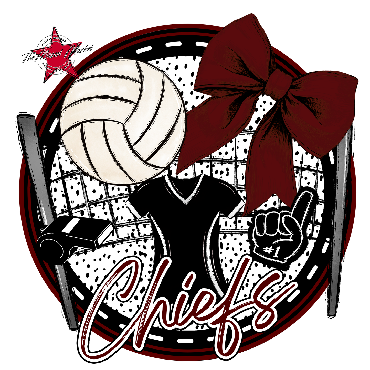 Chiefs Circle Volleyball Design-Maroon
