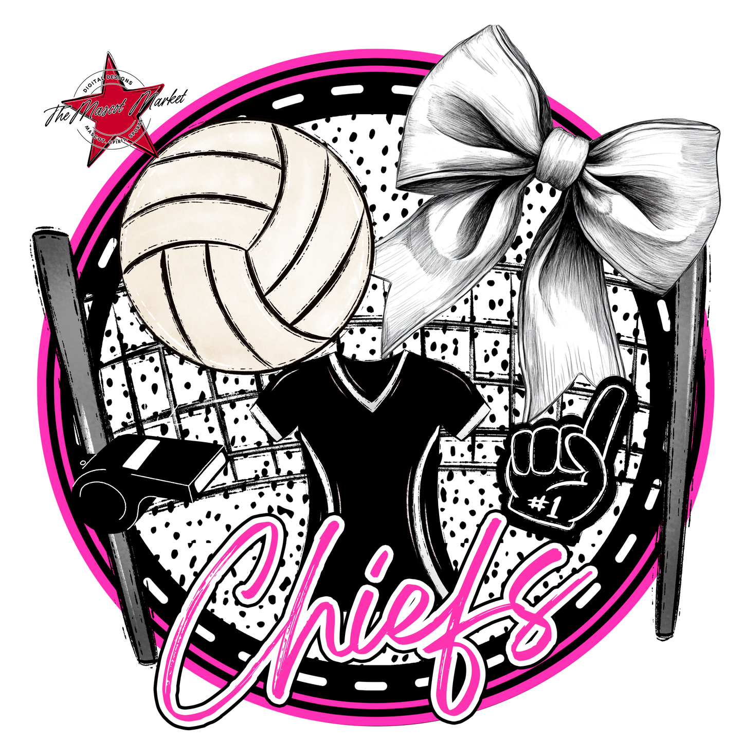 Chiefs Circle Volleyball Design-Pink