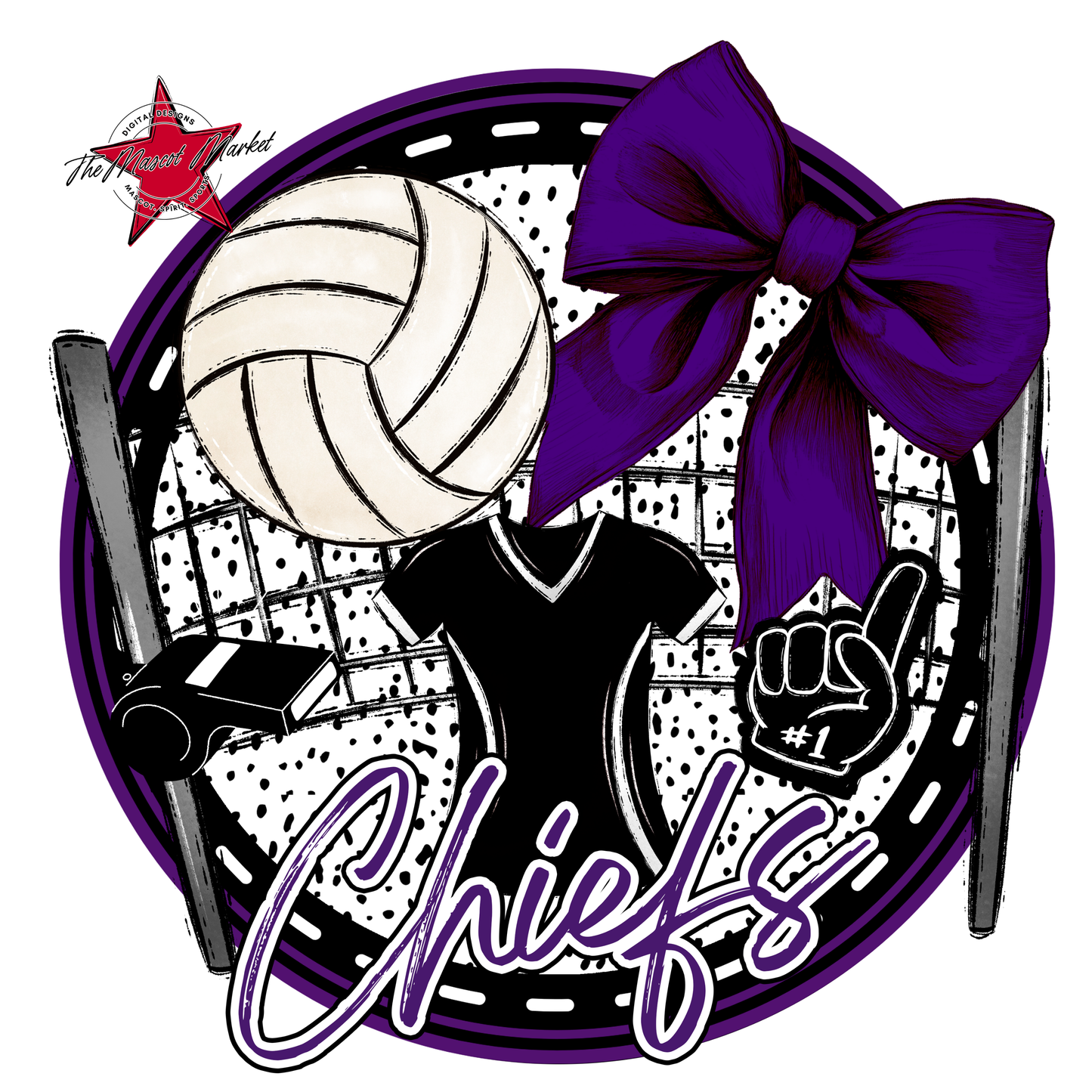 Chiefs Circle Volleyball Design-Purple