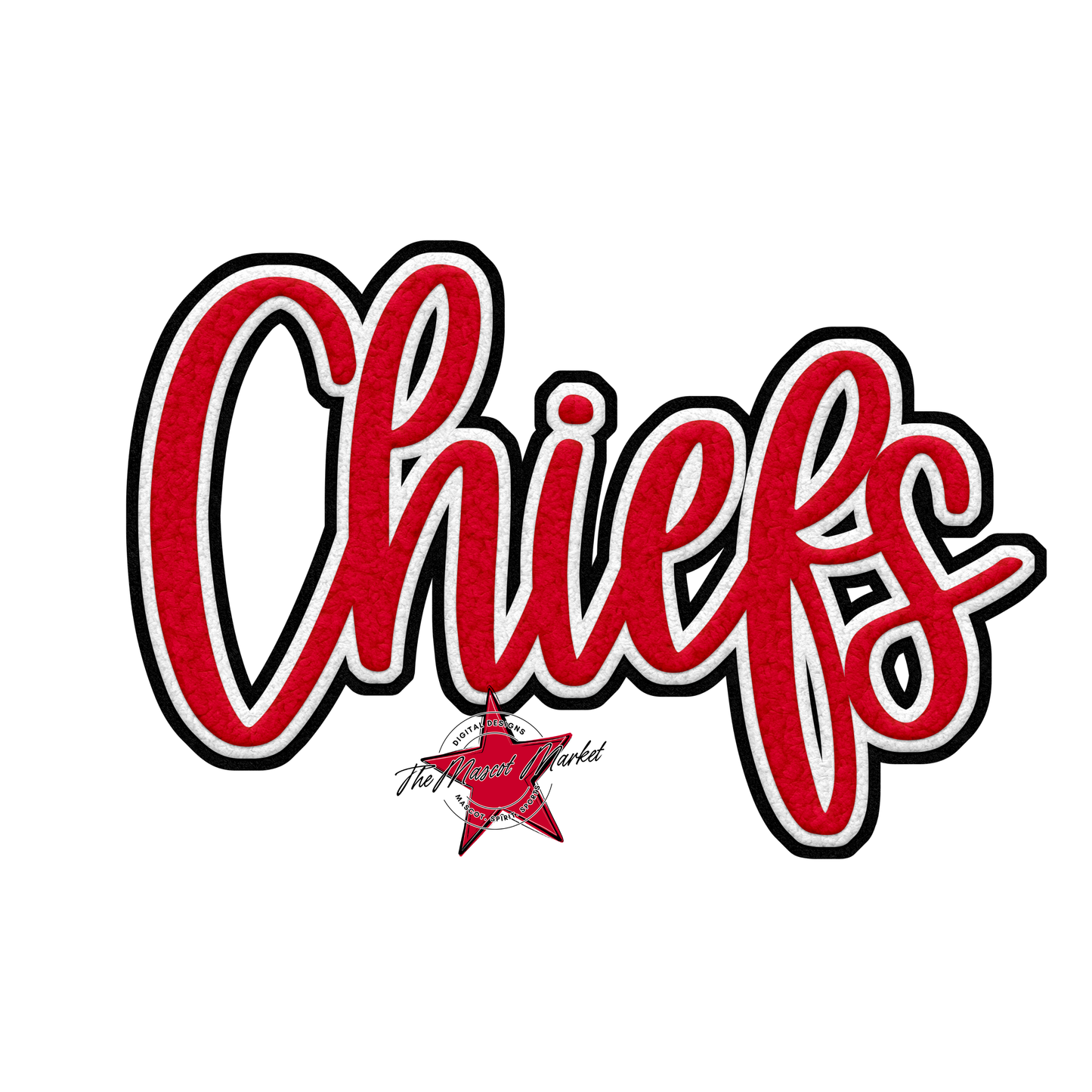 Chiefs Faux Chenille Patch-Red