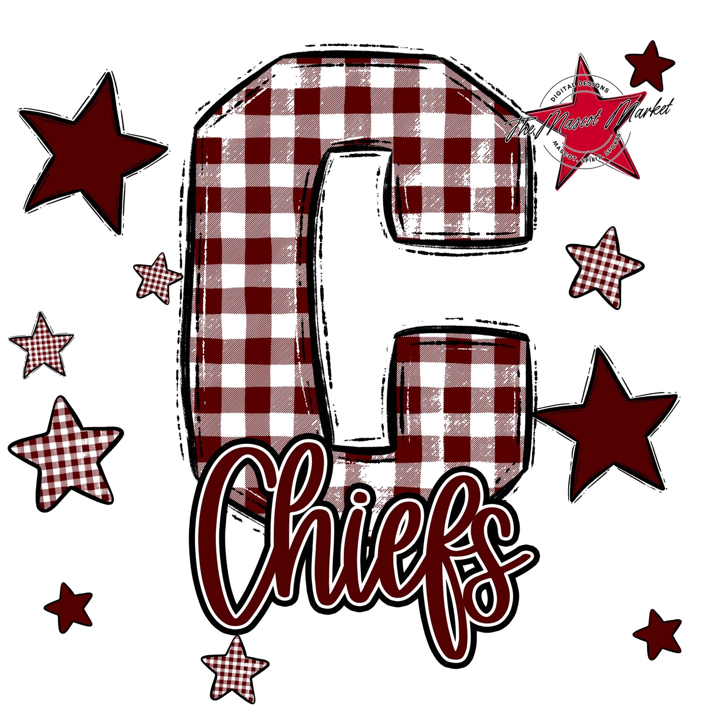 Chiefs Plaid Star Design-Maroon