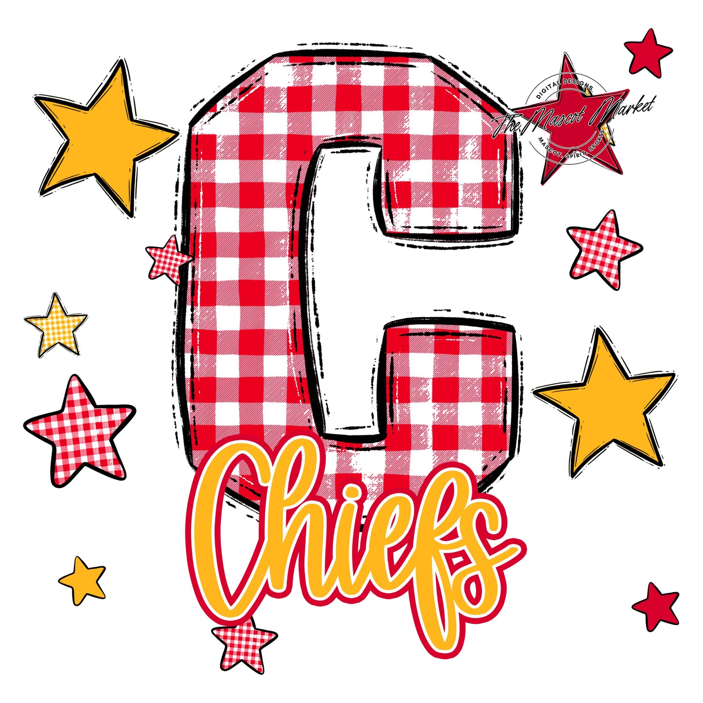 Chiefs Plaid Star Design-Red & Yellow
