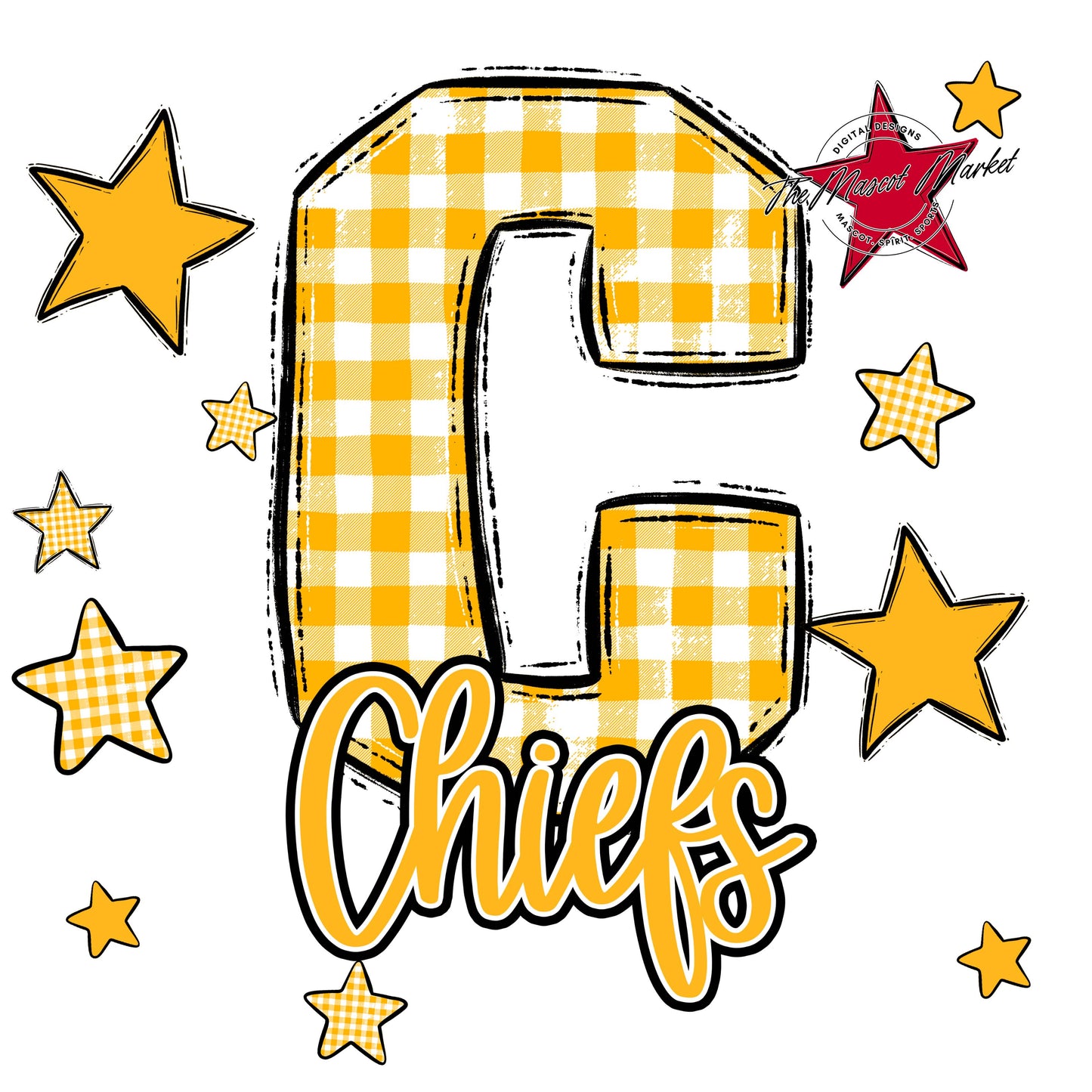 Chiefs Plaid Star Design-Yellow