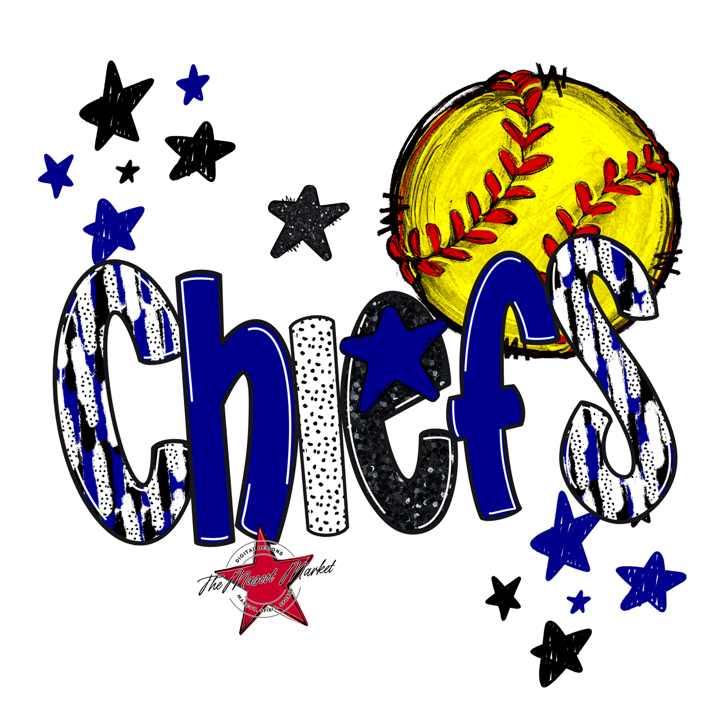 Chiefs Softball Scrape-Blue