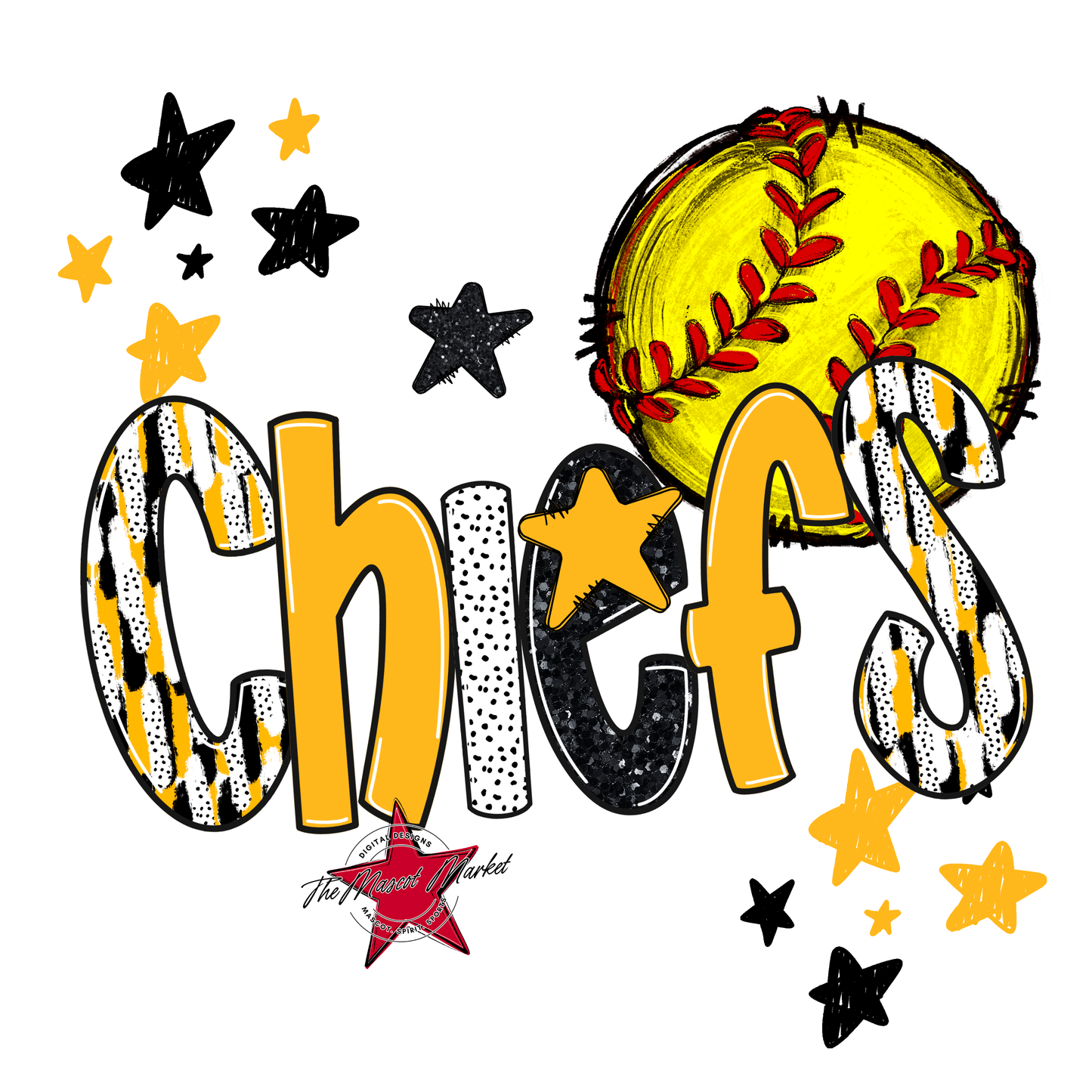 Chiefs Softball Scrape-Yellow