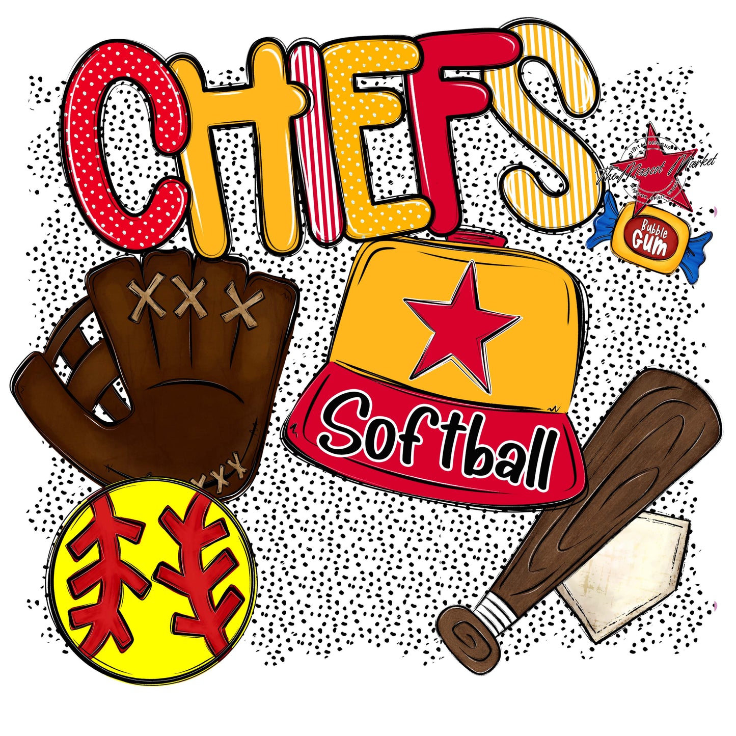 Chiefs Softball Spirit-Red & Yellow