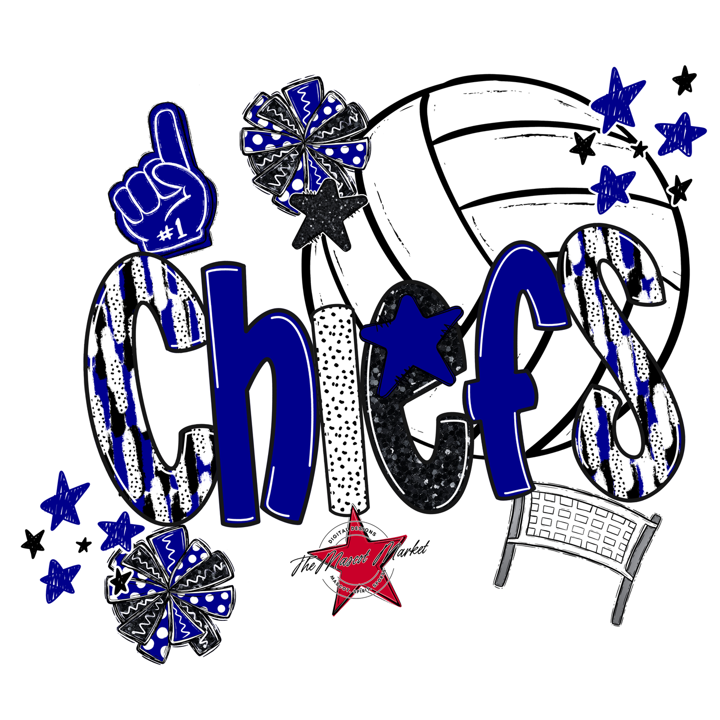 Chiefs Volleyball Scrape-Blue