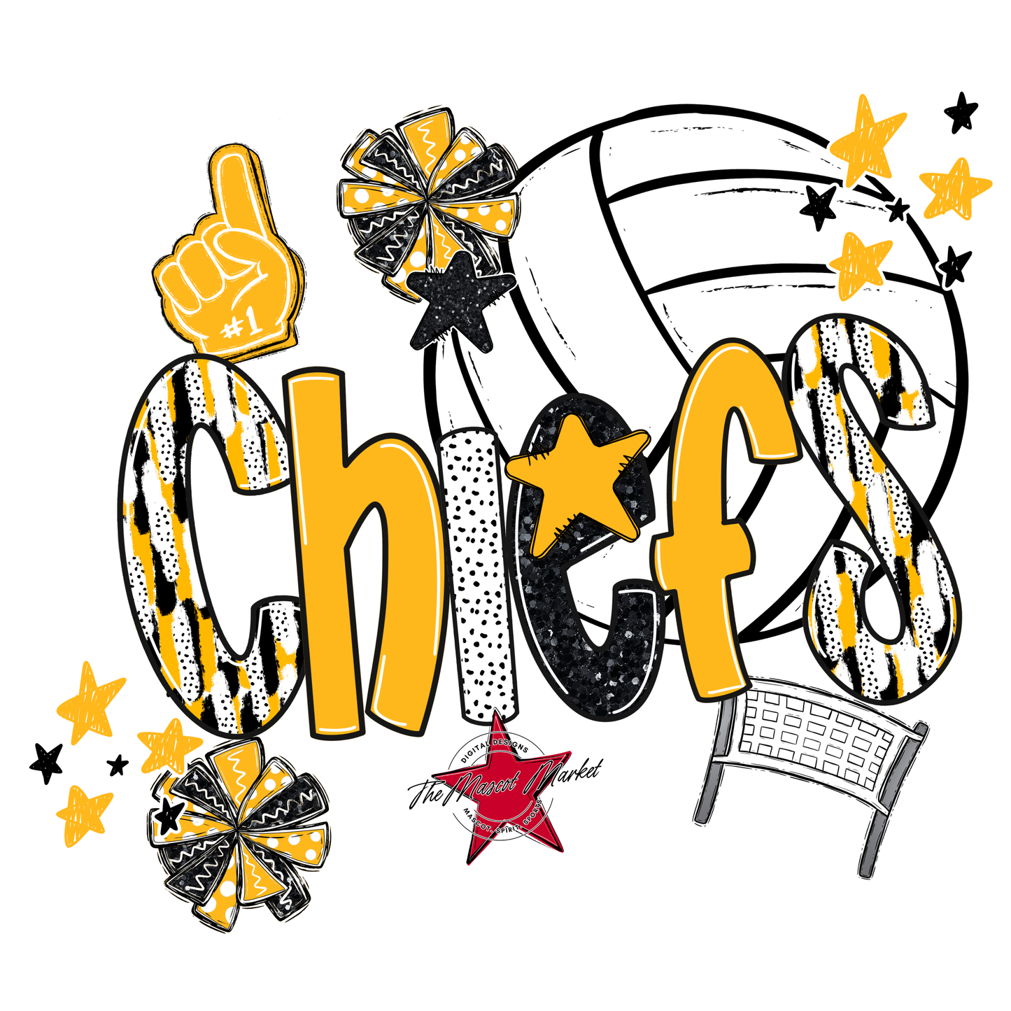 Chiefs Volleyball Scrape-Yellow