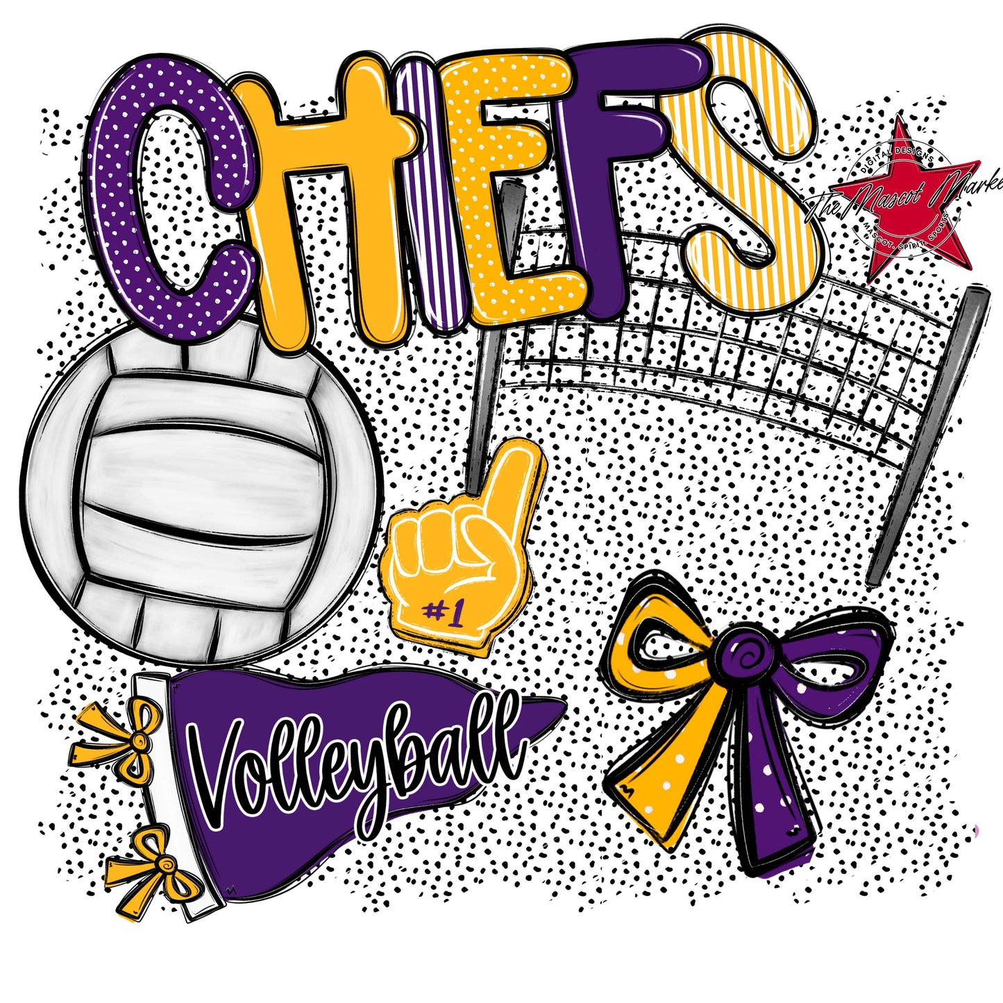 Chiefs Volleyball Spirit-Purple & Yellow