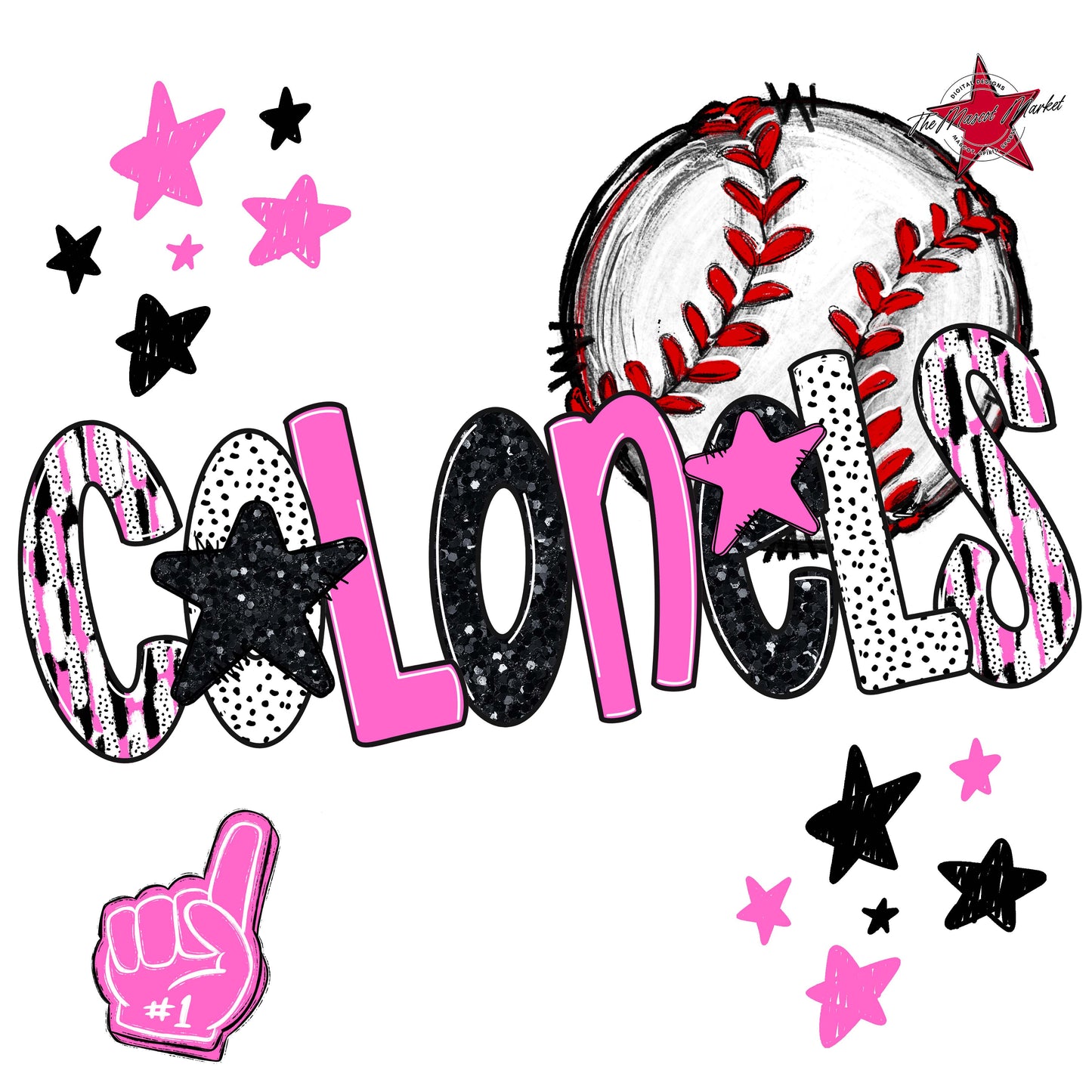 Colonels Baseball Scrape-Baby Pink