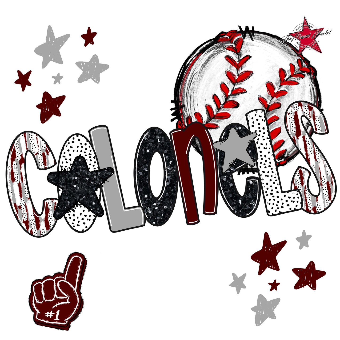 Colonels Baseball Scrape-Maroon & Grey
