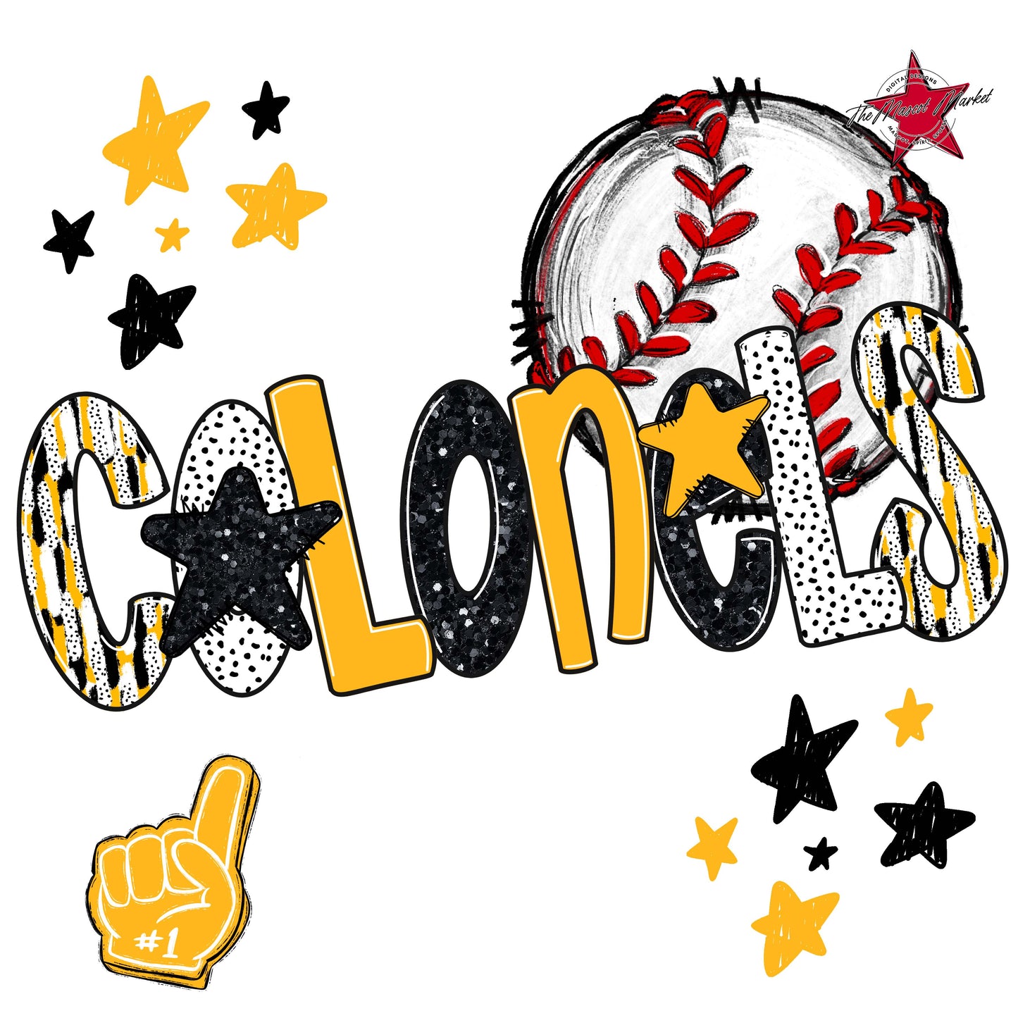Colonels Baseball Scrape-Yellow