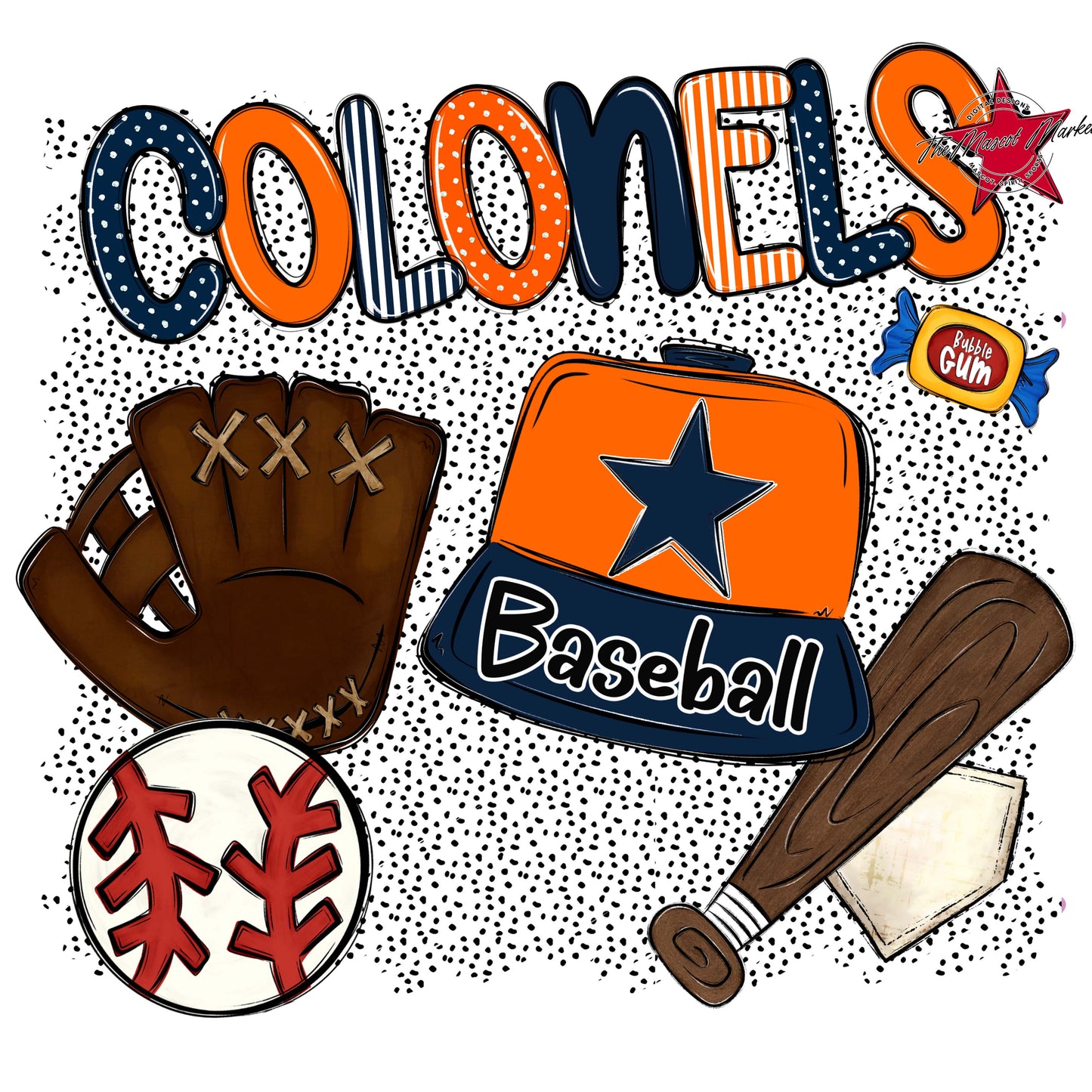 Colonels Baseball Spirit-Navy & Orange
