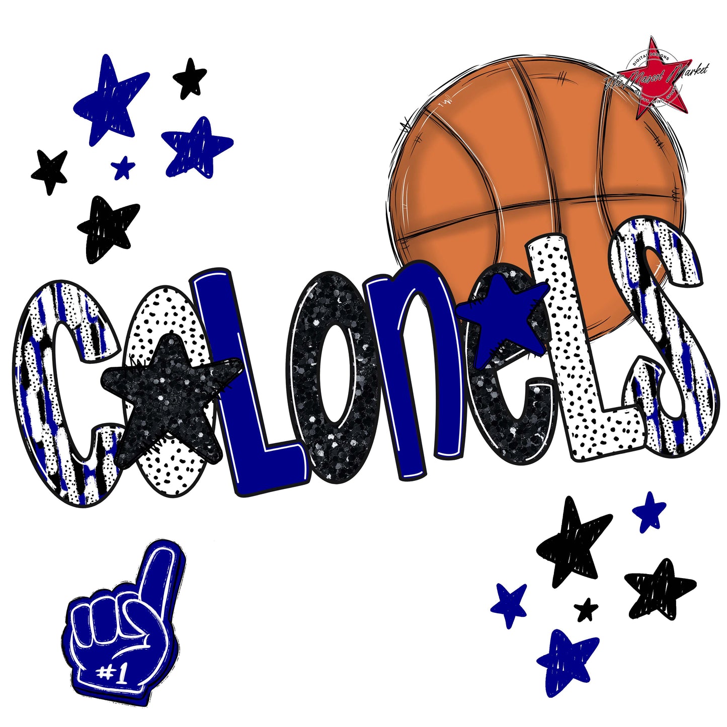 Colonels Basketball Scrape-Blue