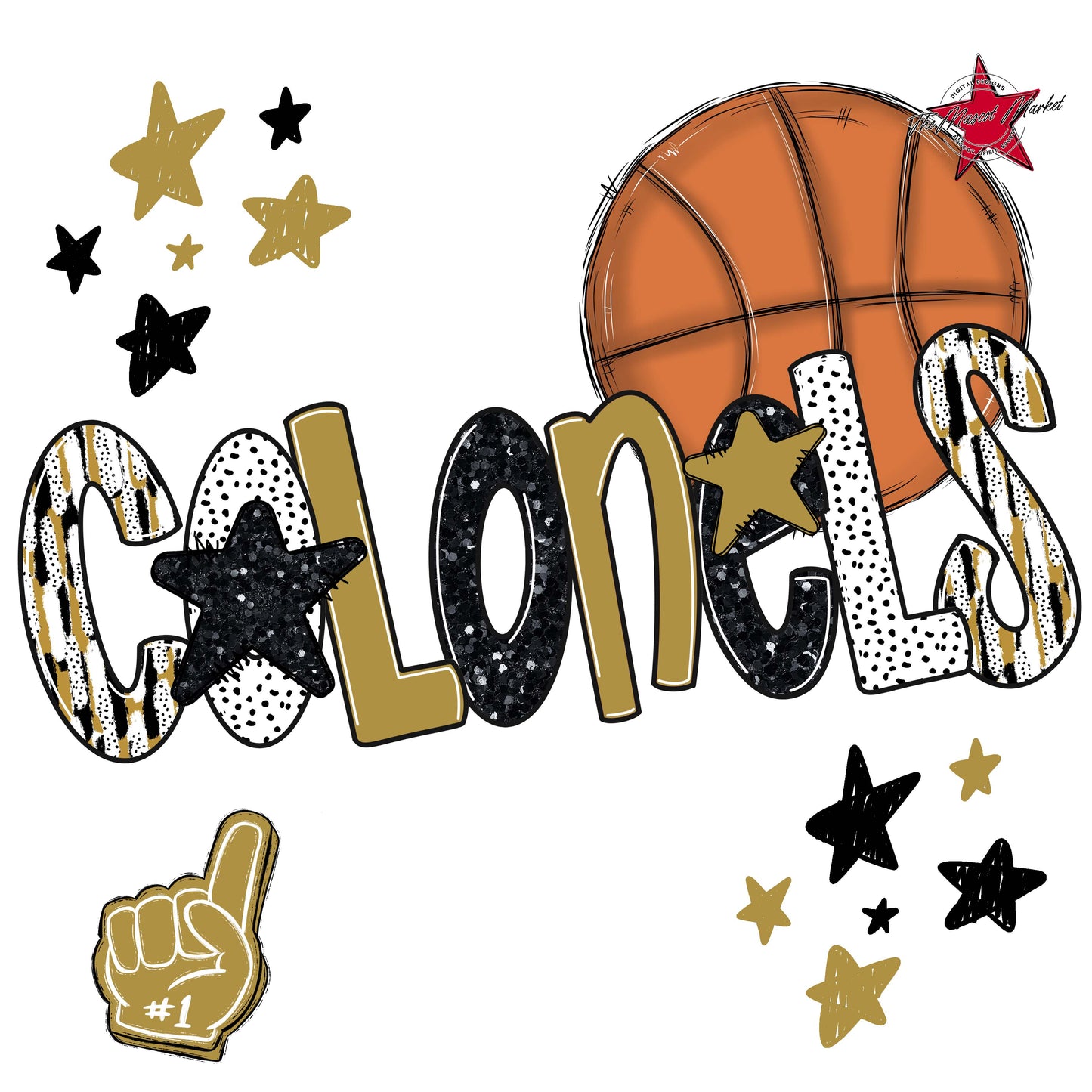 Colonels Basketball Scrape-Gold