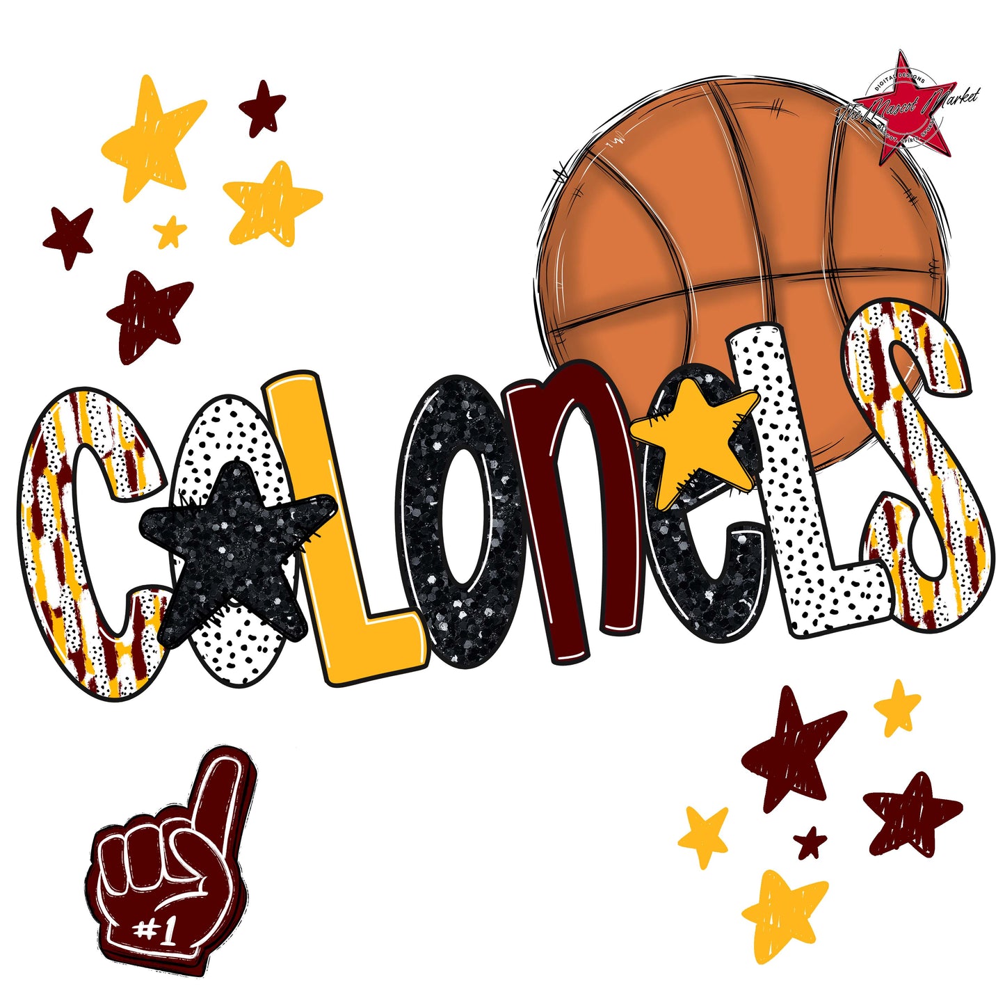 Colonels Basketball Scrape-Maroon & Yellow