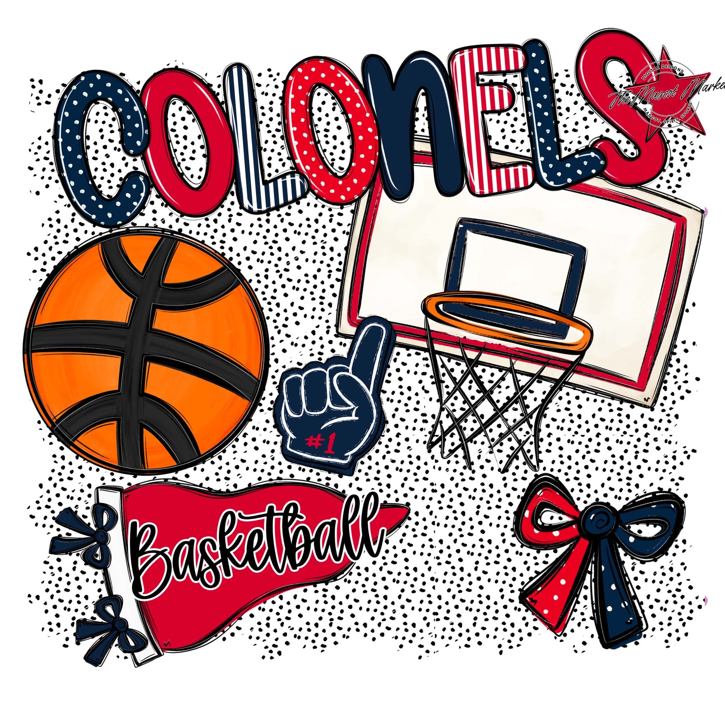 Colonels Basketball Spirit-Navy & Red