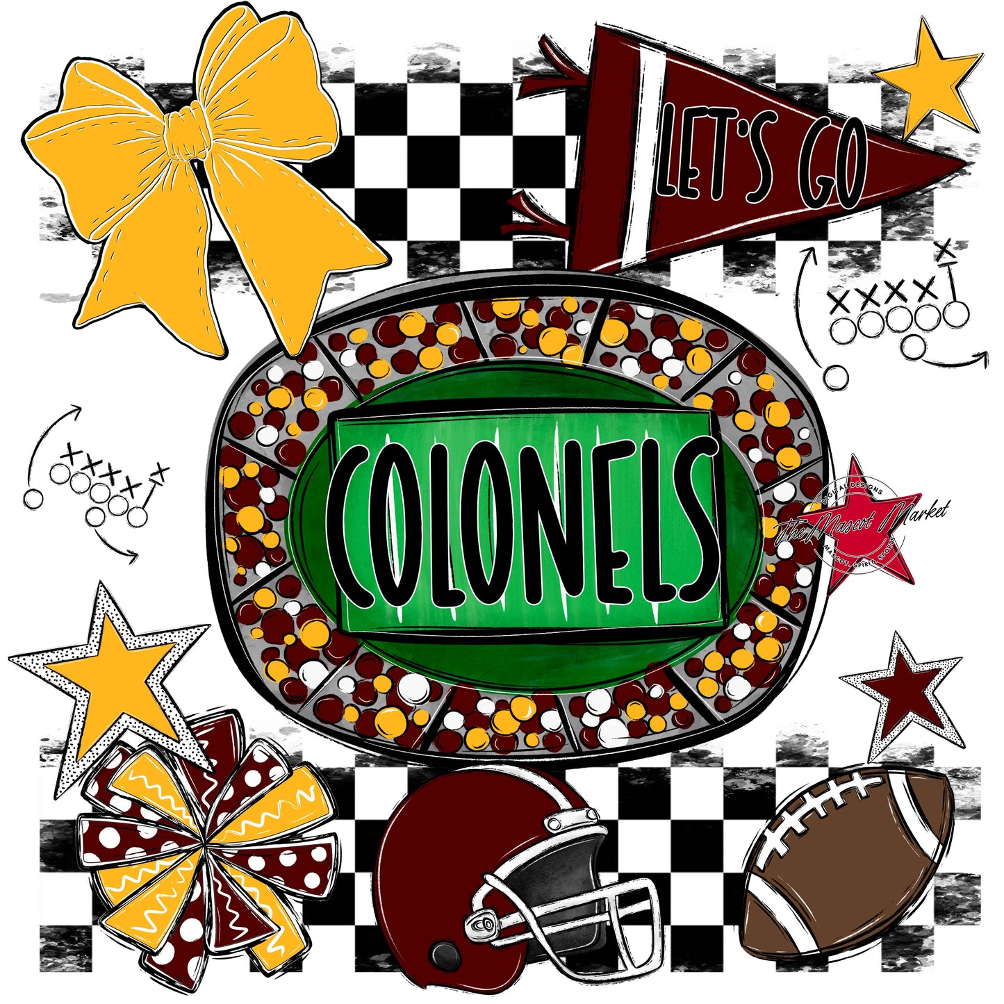 Colonels Checkers Spirit Design-Maroon & Yellow