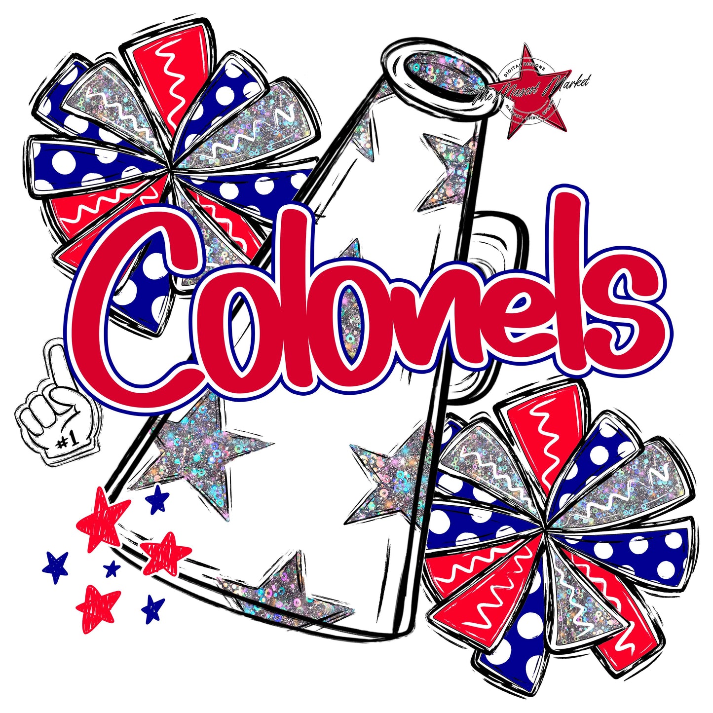Colonels Cheer Megaphone Design-Blue & Red