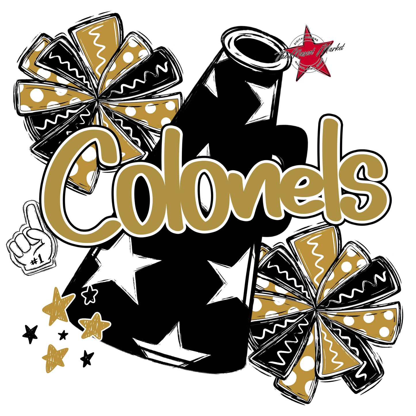 Colonels Cheer Megaphone Design-Gold