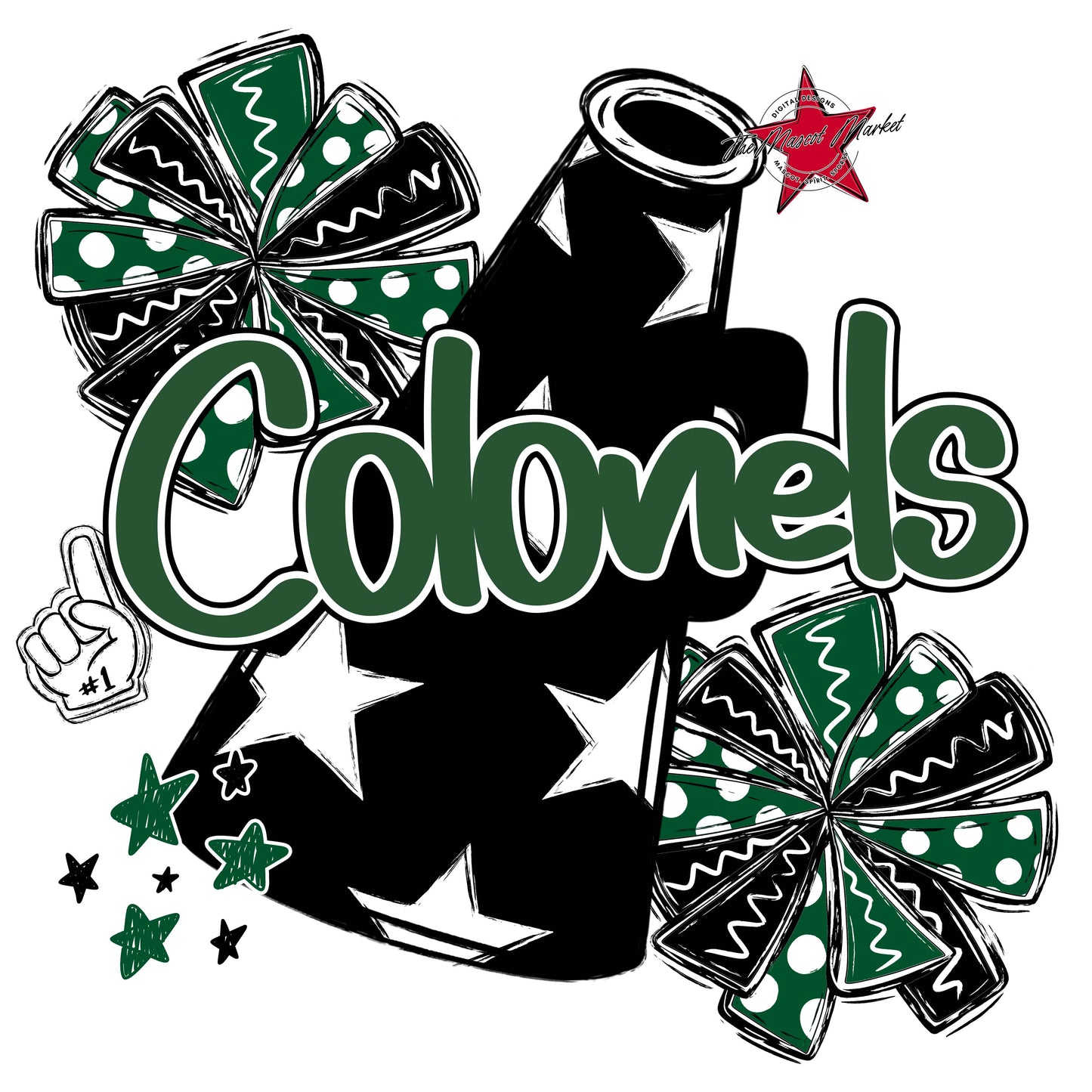 Colonels Cheer Megaphone Design-Green