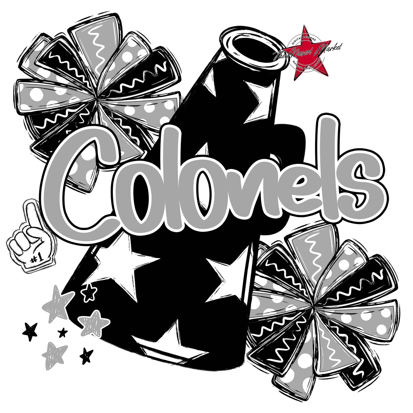 Colonels Cheer Megaphone Design-Grey
