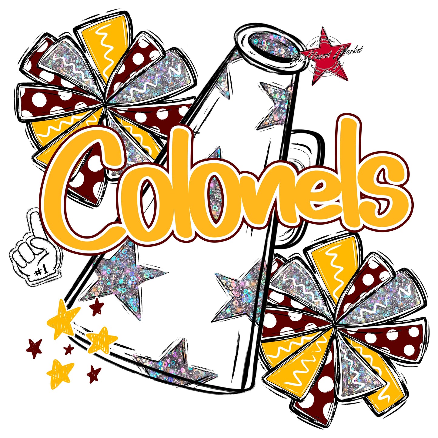Colonels Cheer Megaphone Design-Maroon & Yellow