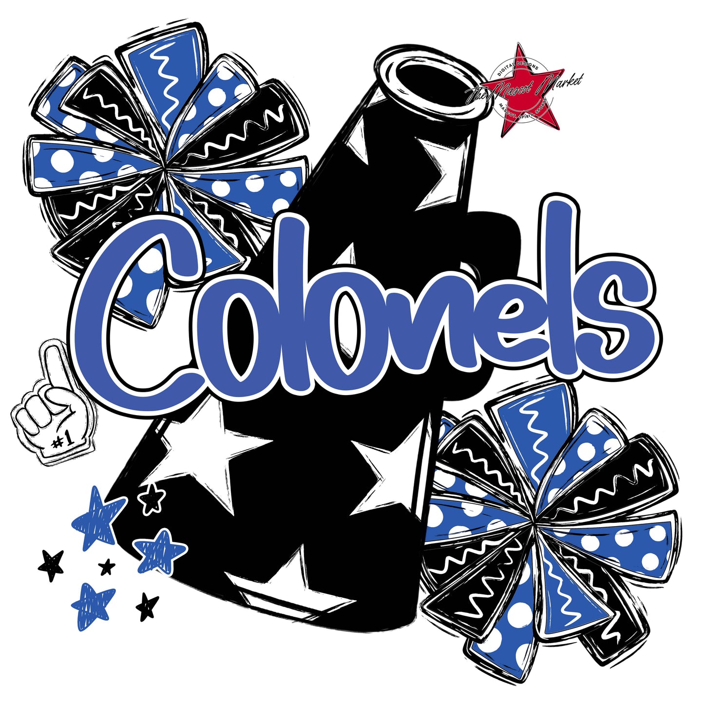 Colonels Cheer Megaphone Design-Off Blue
