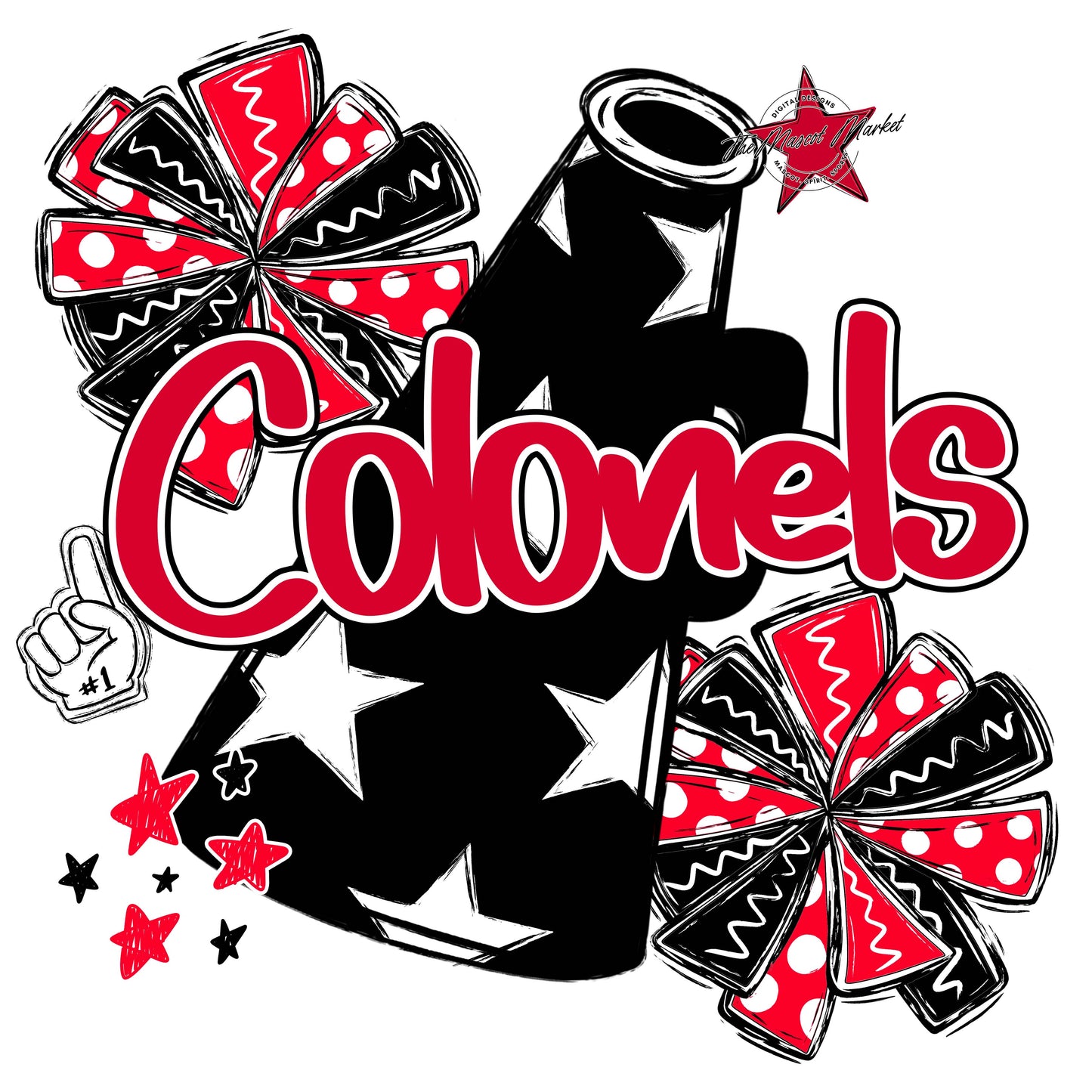 Colonels Cheer Megaphone Design-Red