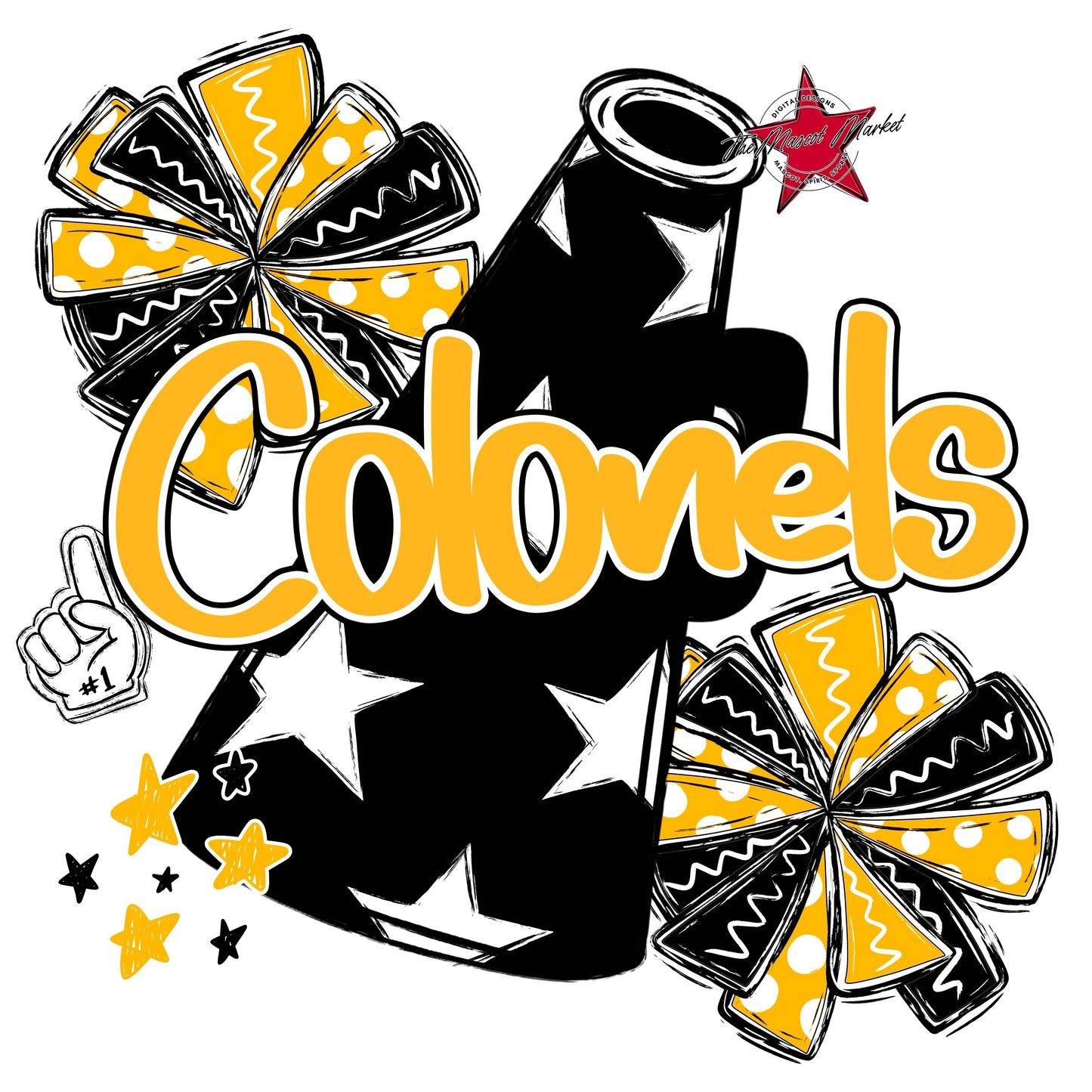 Colonels Cheer Megaphone Design-Yellow