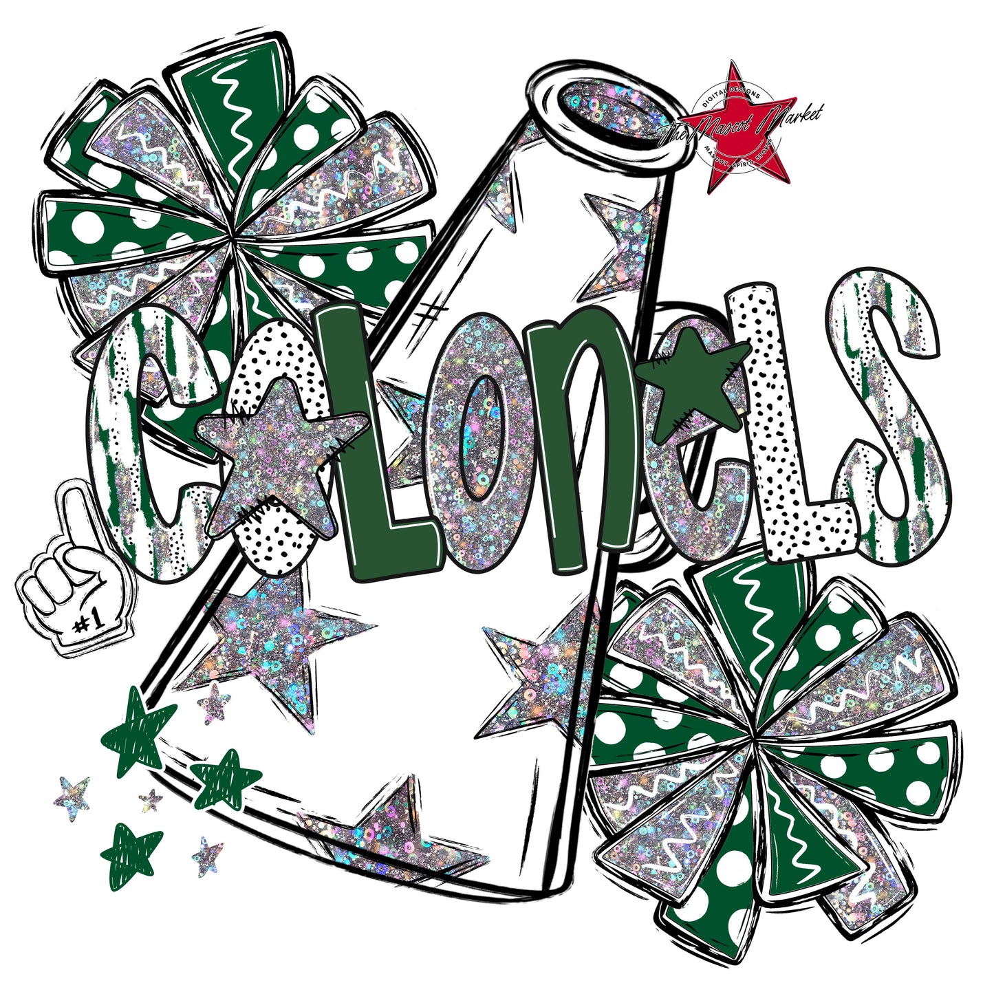 Colonels Cheer Megaphone Scrape-Green