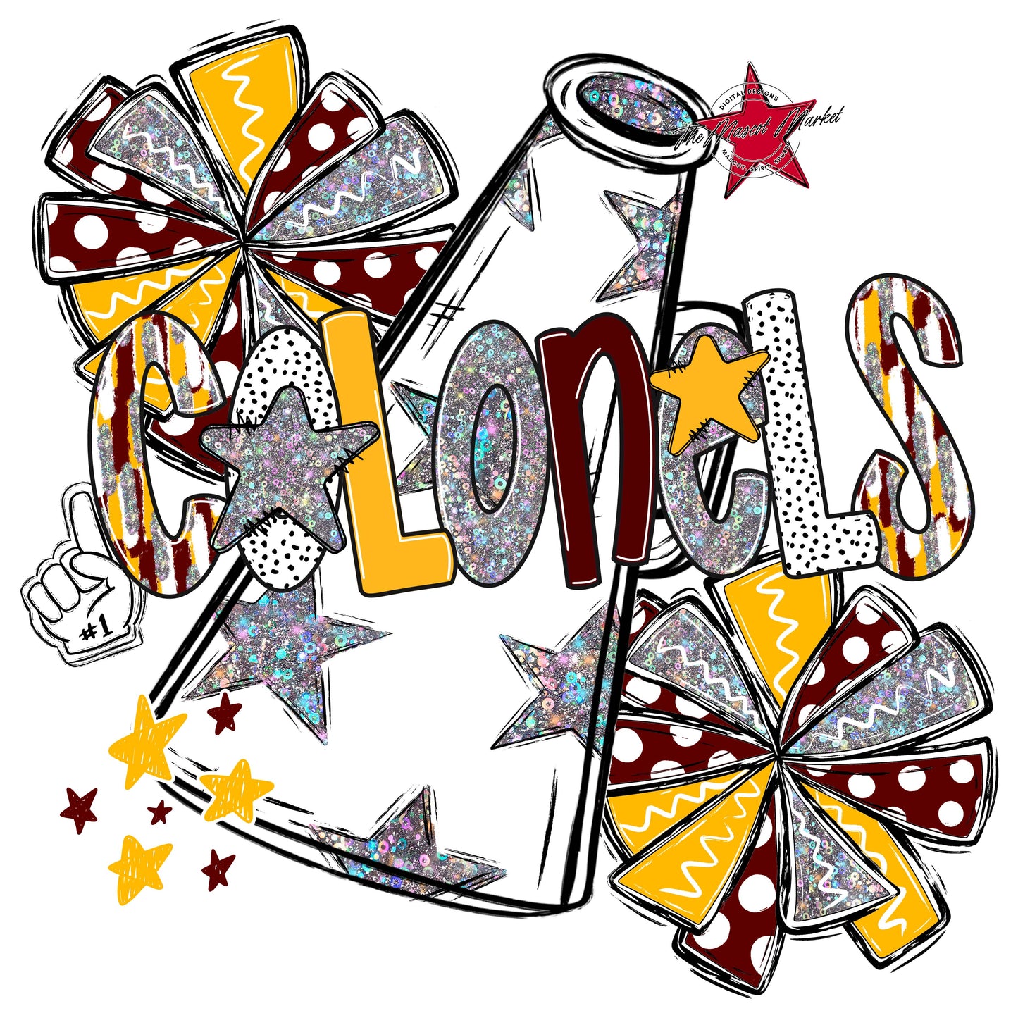Colonels Cheer Megaphone Scrape-Maroon & Yellow