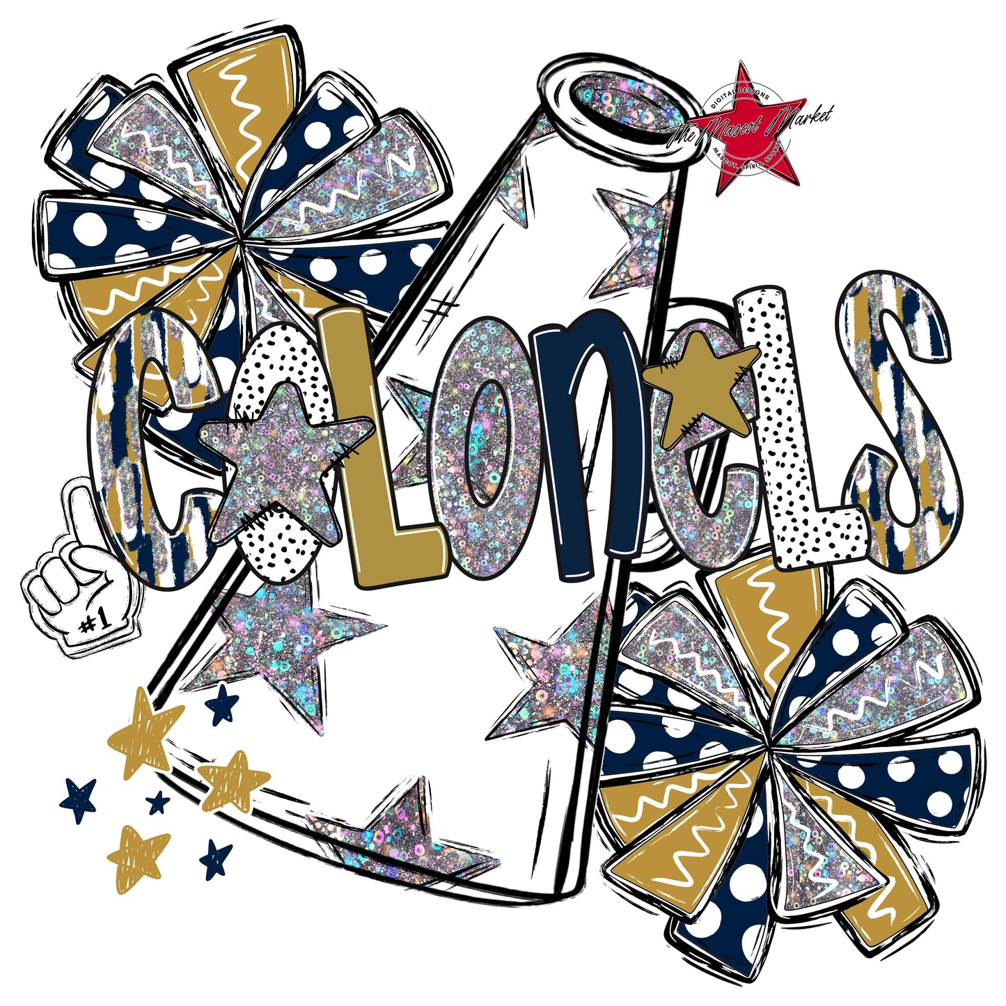 Colonels Cheer Megaphone Scrape-Navy & Gold