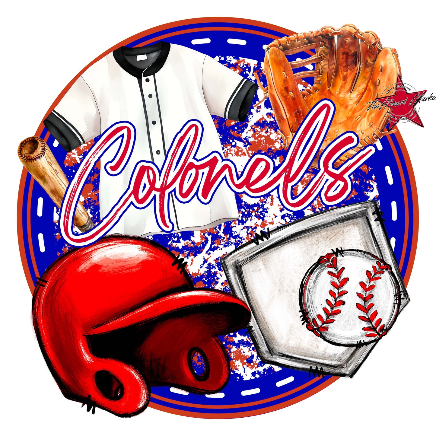 Colonels Circle Baseball Frame-Blue & Red
