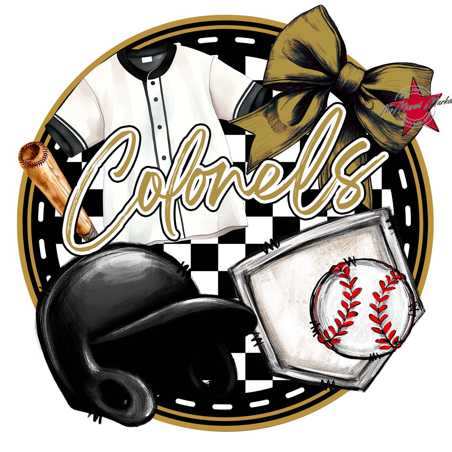 Colonels Circle Baseball Frame-Gold