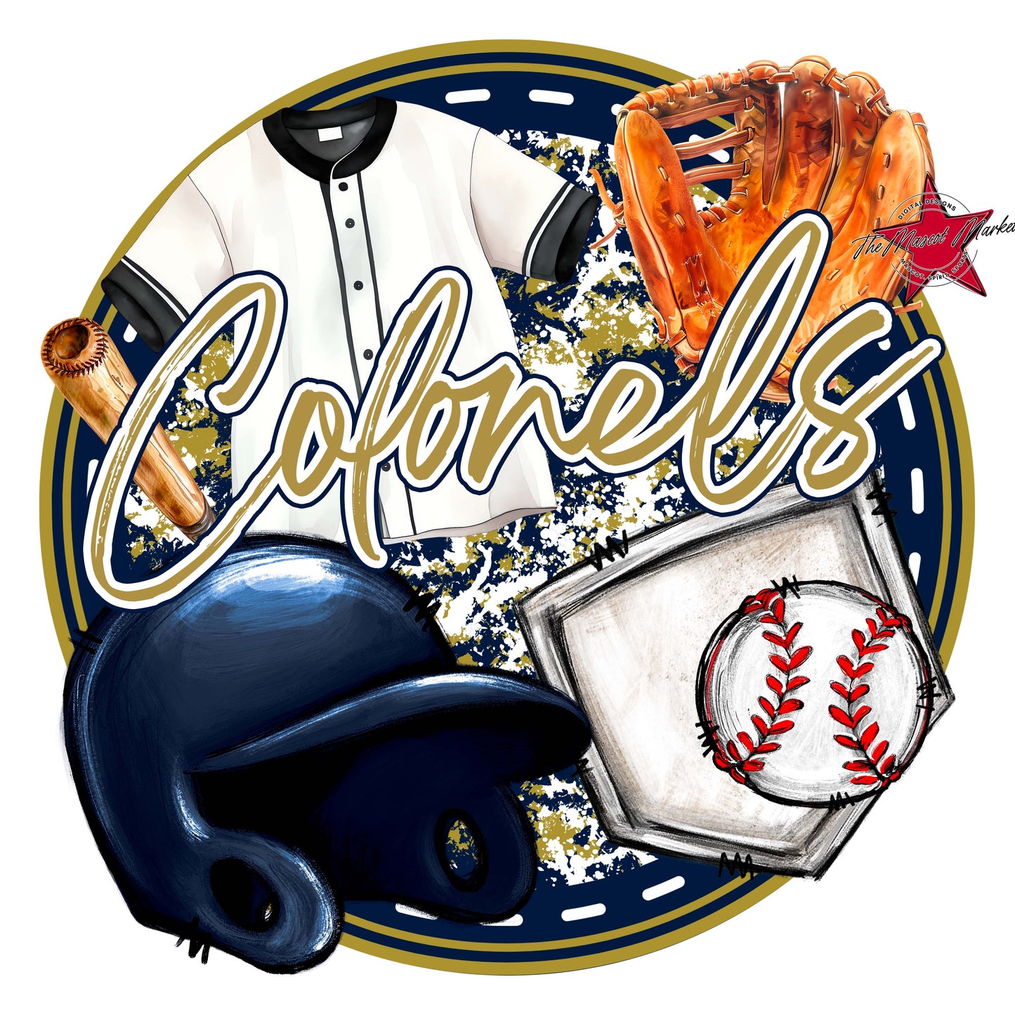 Colonels Circle Baseball Frame-Navy & Gold