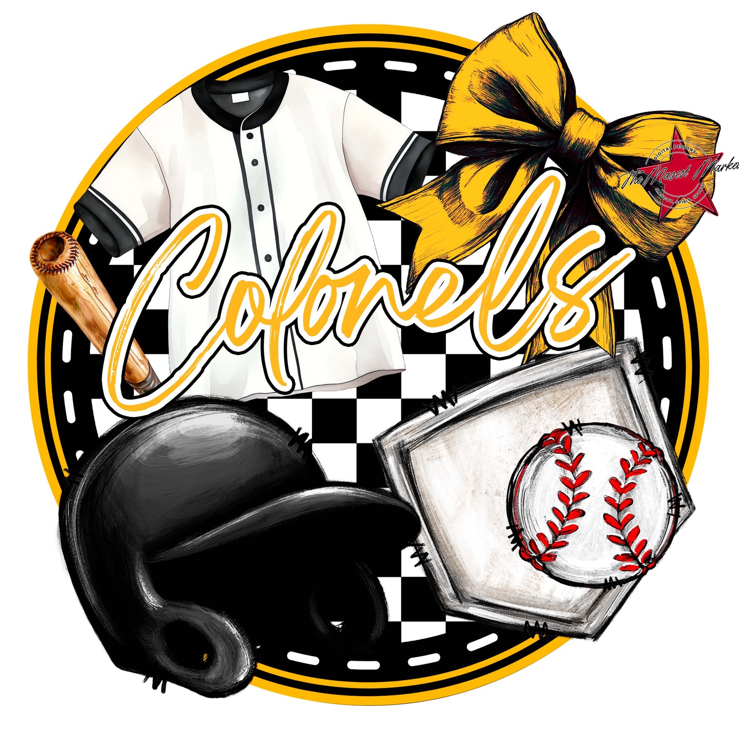 Colonels Circle Baseball Frame-Yellow