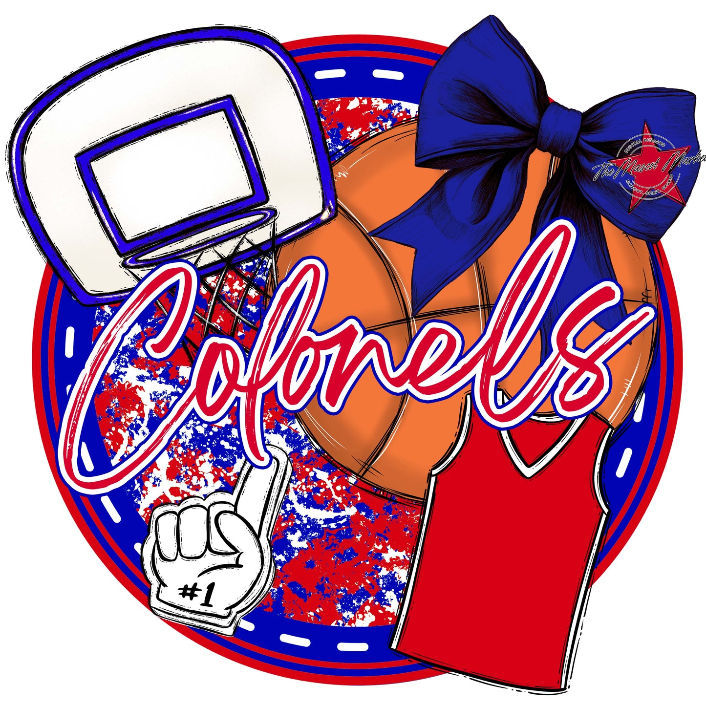Colonels Circle Basketball Frame-Blue & Red