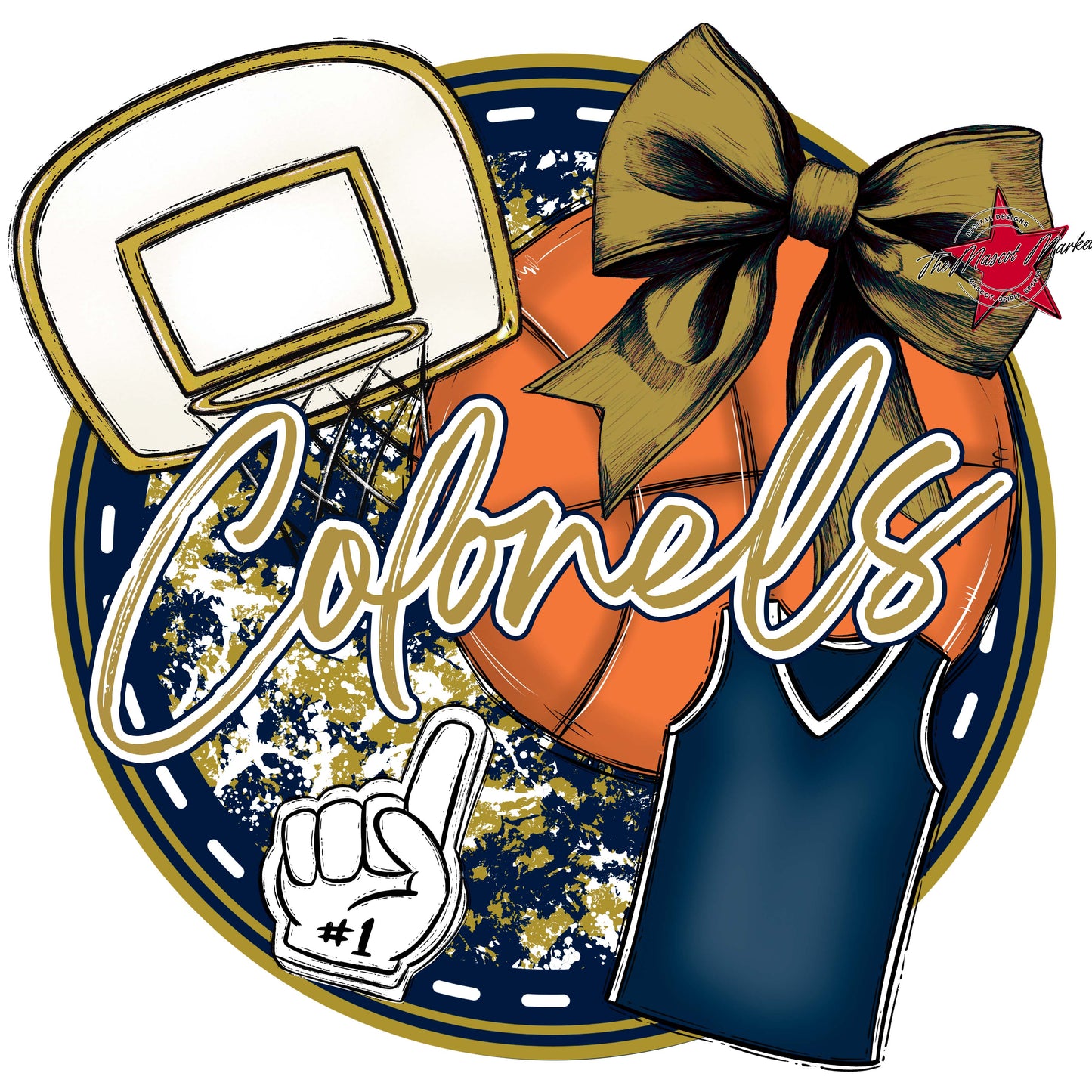 Colonels Circle Basketball Frame-Navy & Gold