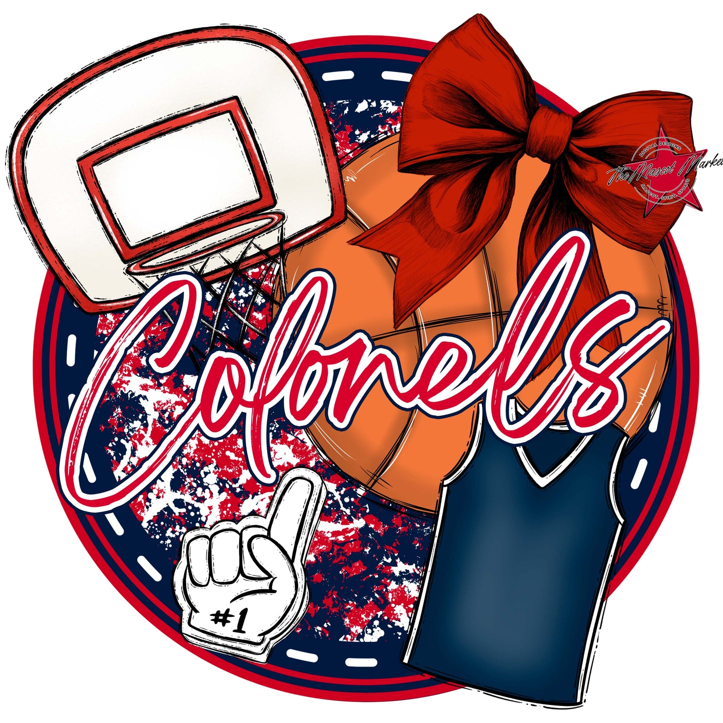 Colonels Circle Basketball Frame-Navy & Red