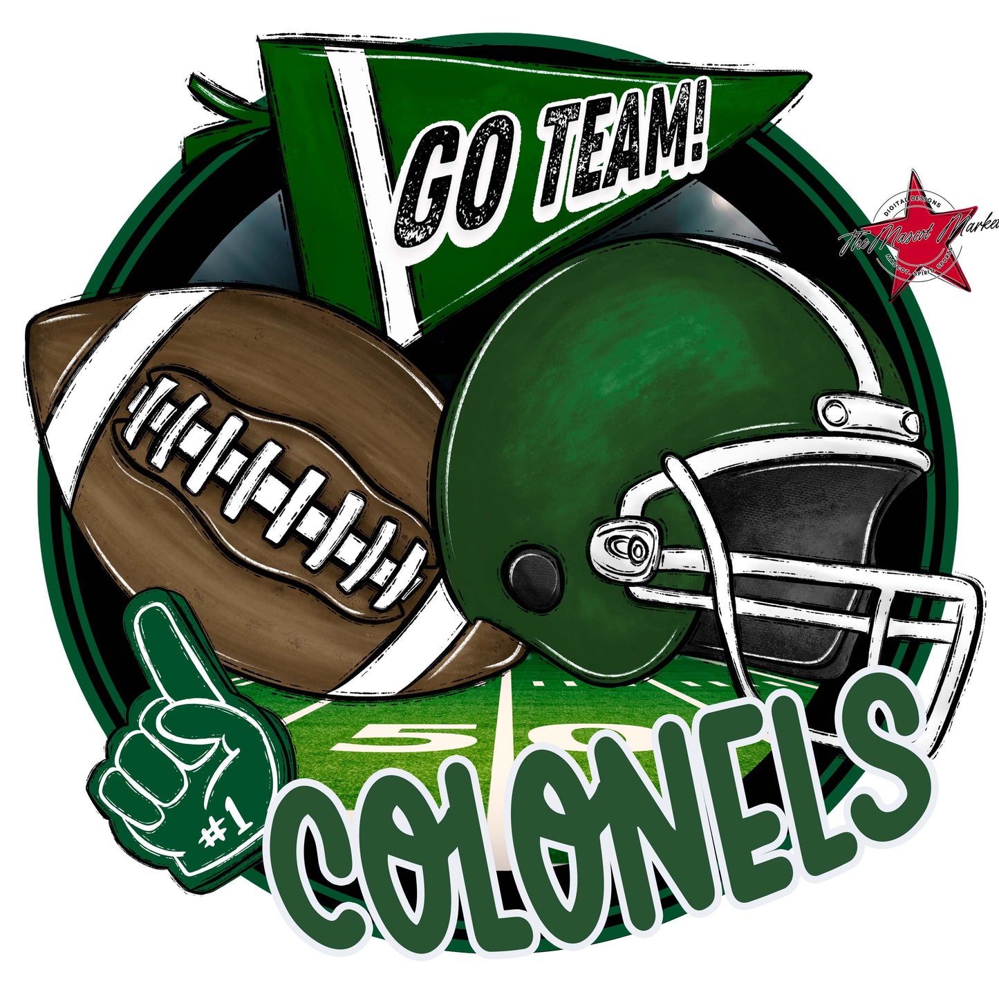 Colonels Circle Football Frame-Green