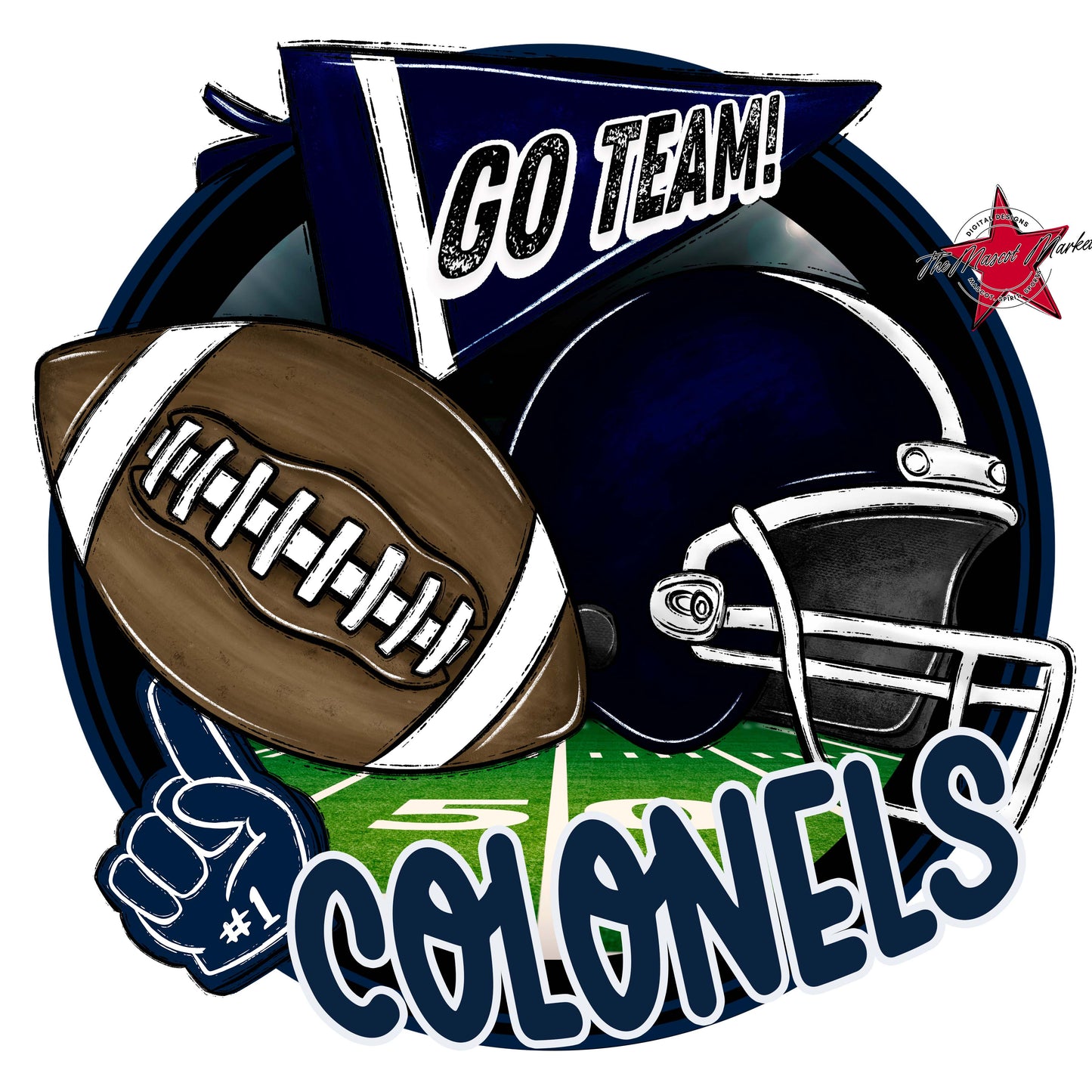 Colonels Circle Football Frame-Navy