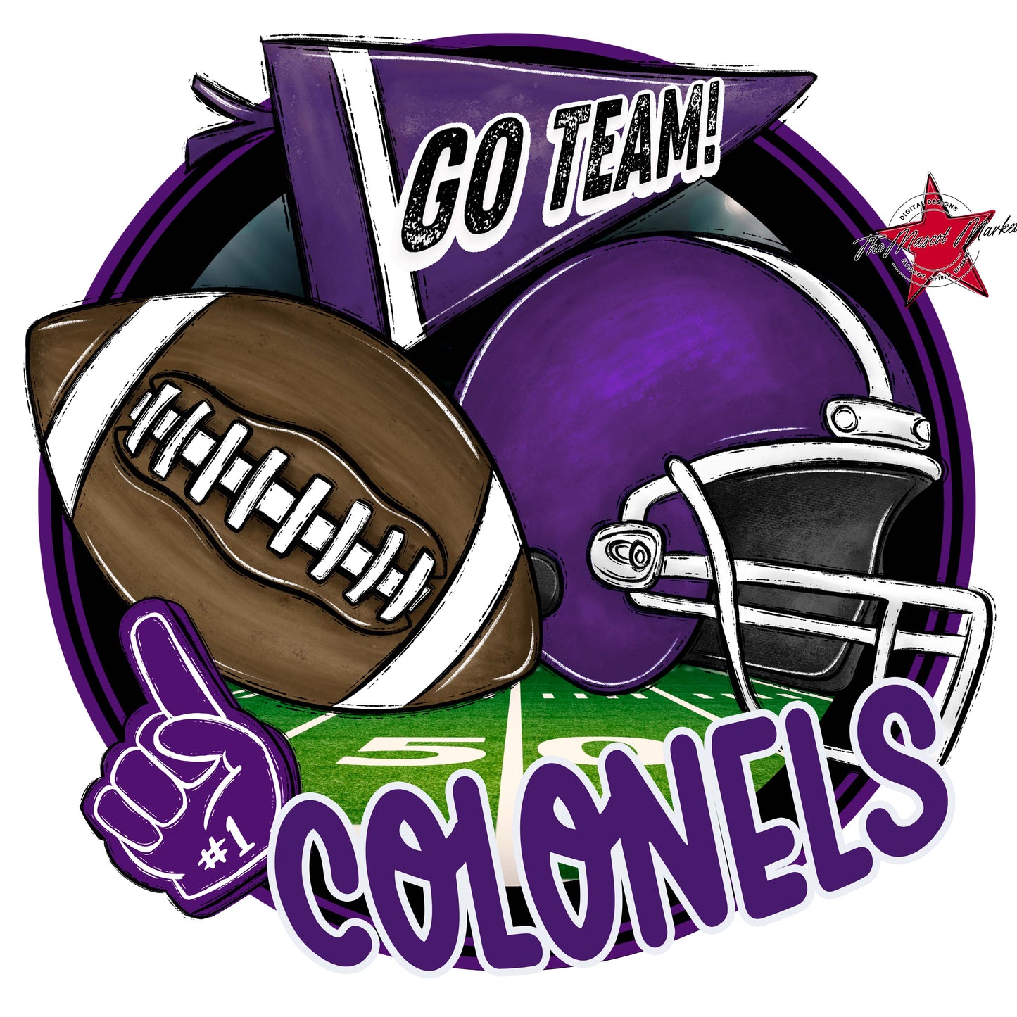 Colonels Circle Football Frame-Purple