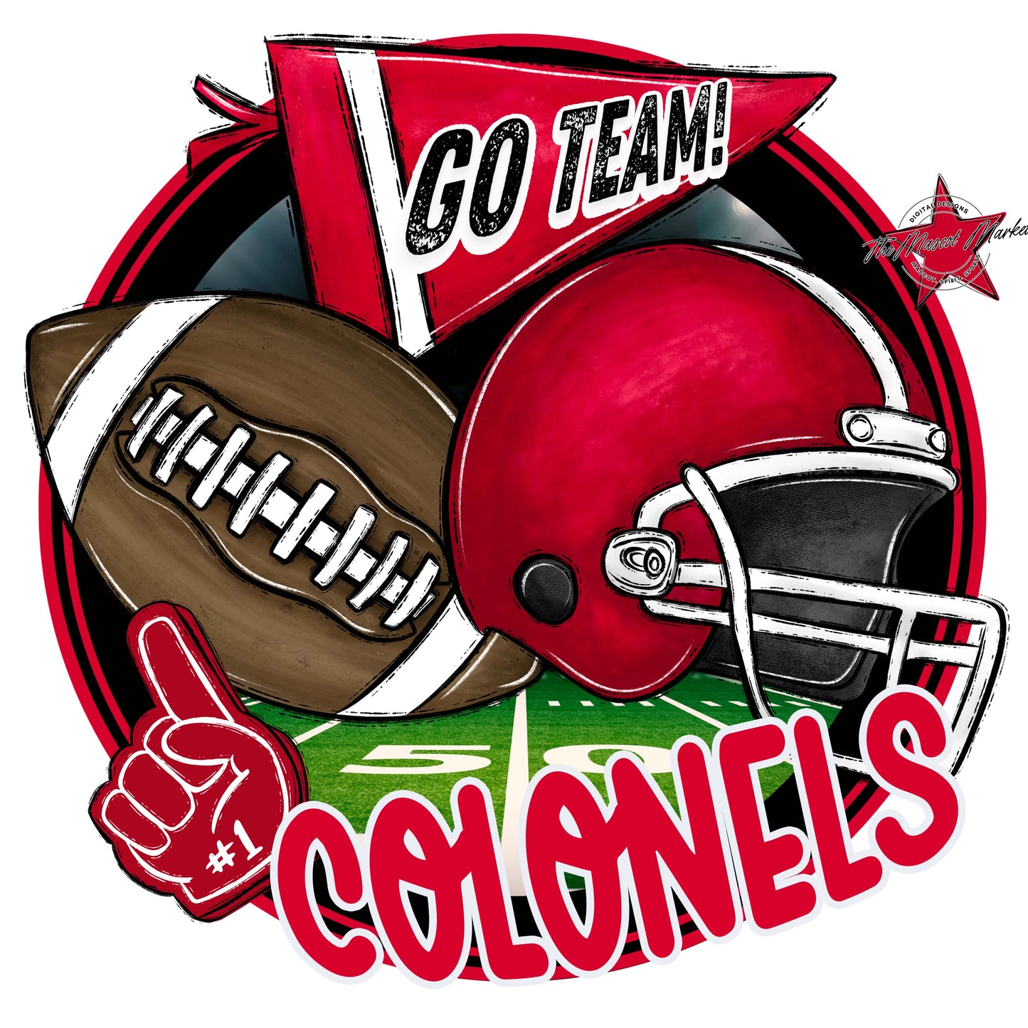 Colonels Circle Football Frame-Red